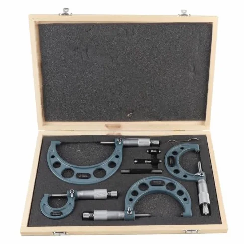 Juego de Micrómetros de Precisión Juego de Micrómetros de Diámetro Exterior 4 Piezas Medidor de Espesor de 0-100 Mm Calibrador a Vernier Micrómetro Exterior con Caja