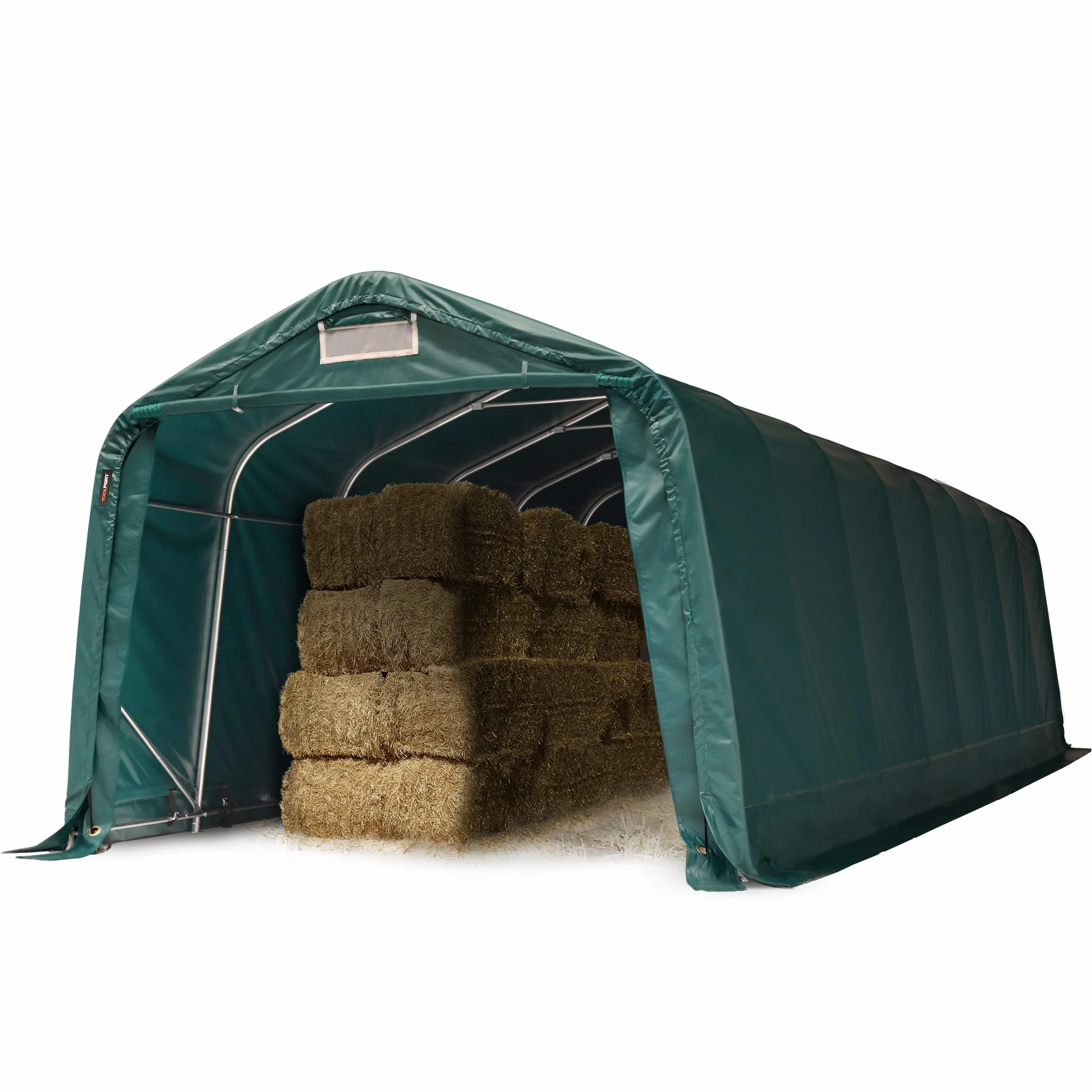 Robusto Refugio de pastizal 3,3x9,6 m Impermeable Lona PVC 800N Tienda de Almacenamiento, para Suelos de hormigón, Verde