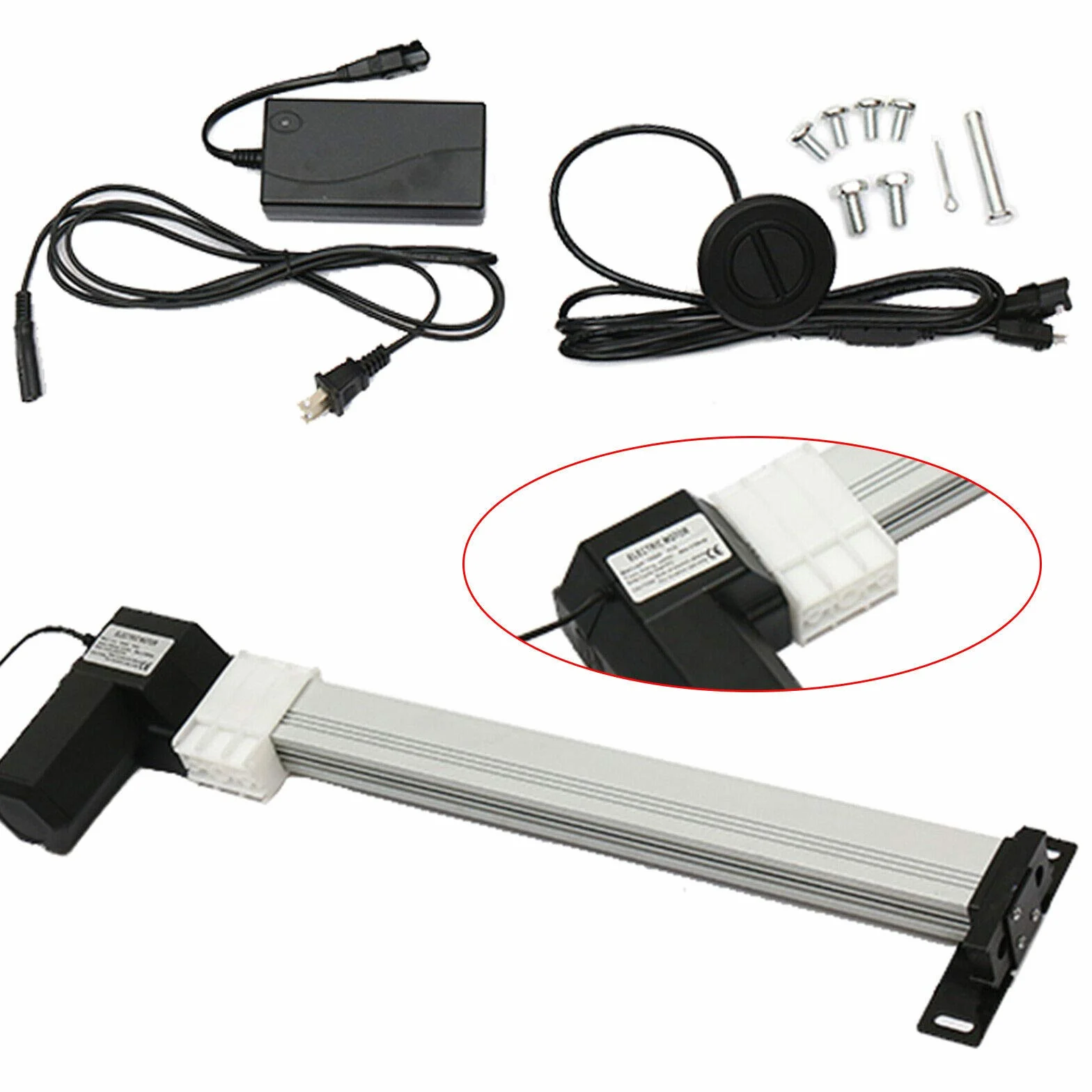 Actuador Lineal Motor 24V 5mm / s, Actuador Lineal de Carrera DC 6000N, 330mm Motor Eléctrico Lineal Accionamiento