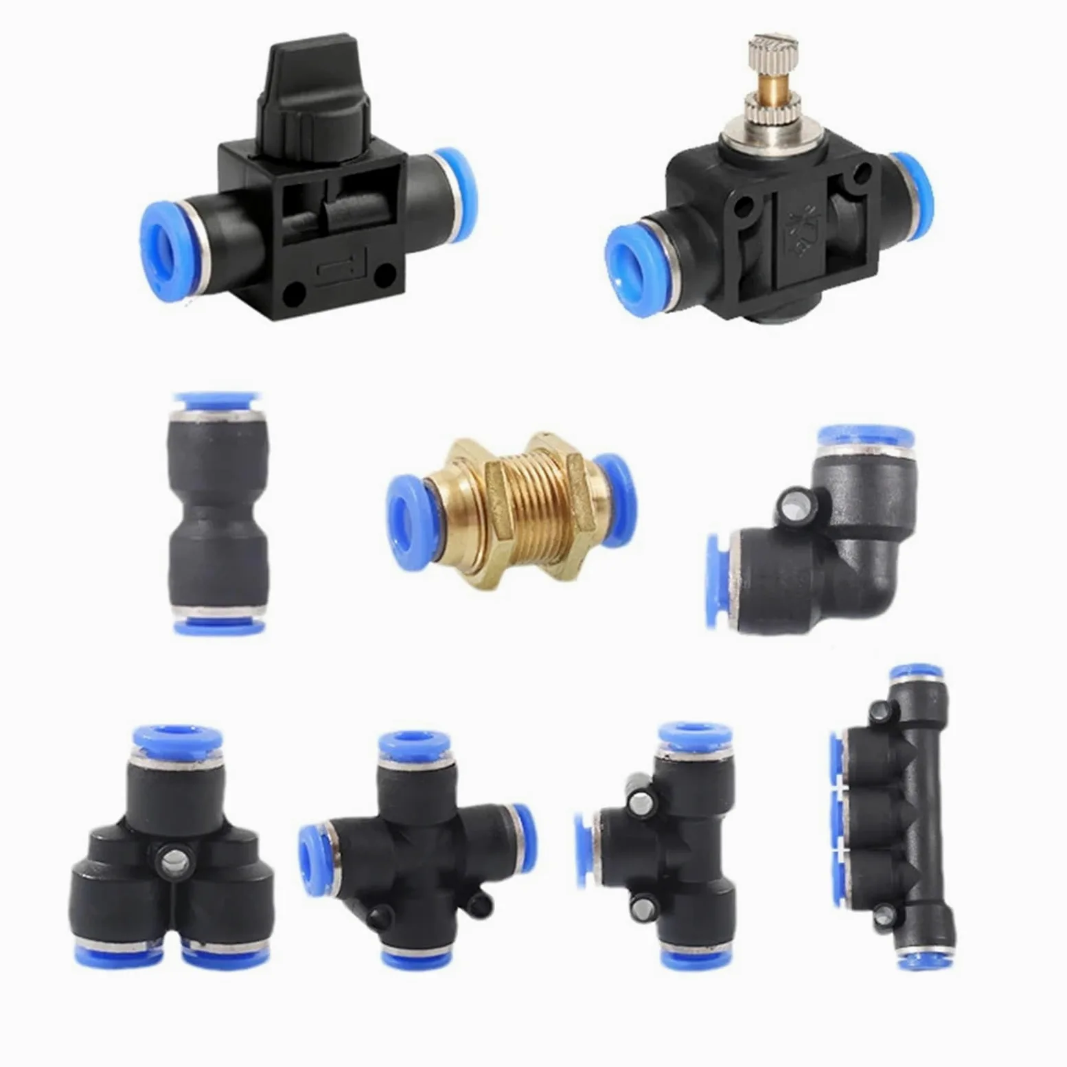 Conectores rápidos neumáticos for mangueras y tubos. Fabricados en plástico PE/PU/PY/PM/PV/PP. for mangueras de 4 mm, 6 mm y 8 mm. Paquete de 10 unidades.(LSA (10PCS A LOT),Use 8mm hose)