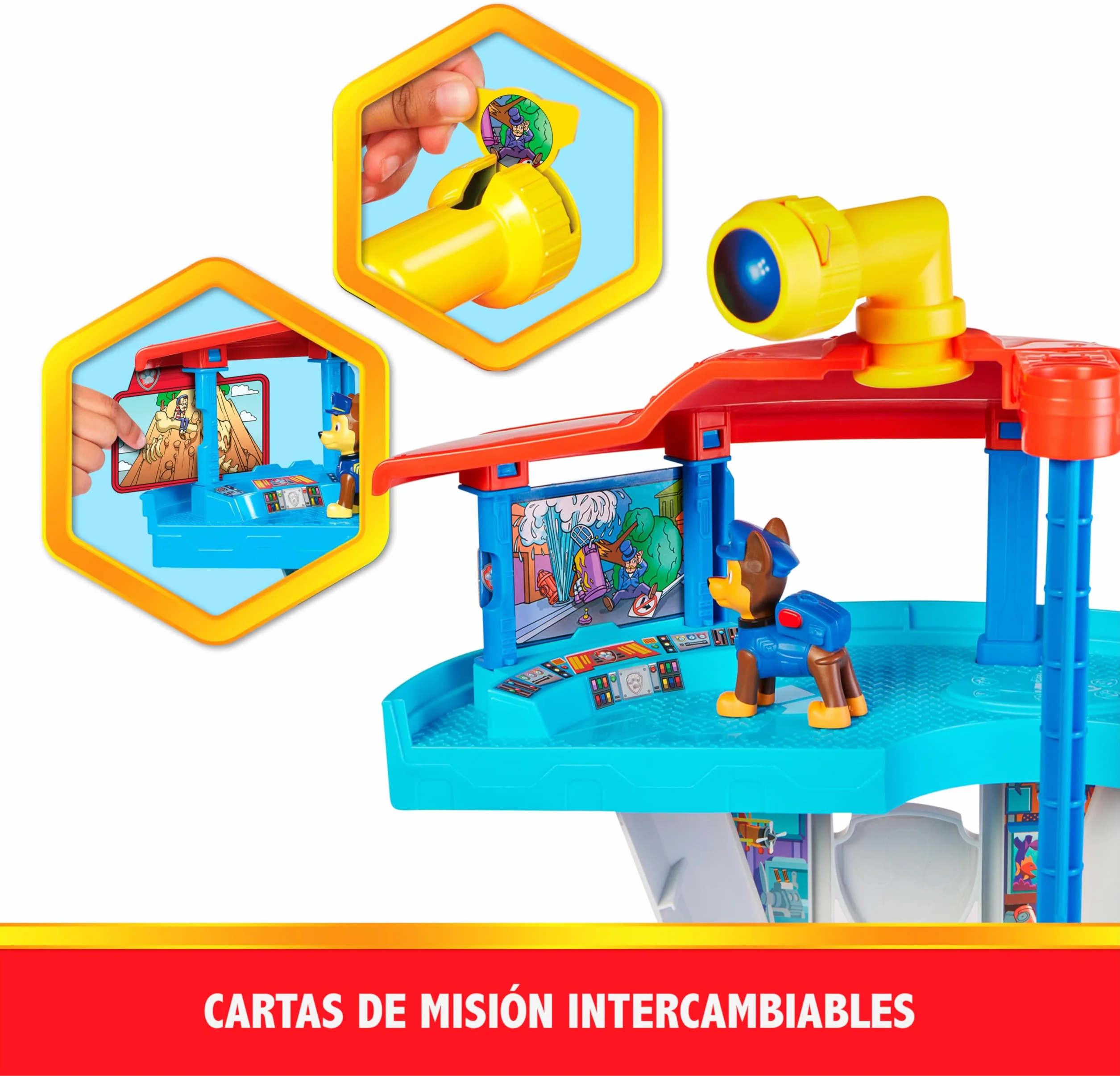 Paw Patrol Patrulla Canina Centro de Mando con Lanzador de Coches, 1 Coche Policía, 2 Figuras Chase, Juguetes Niños 3 Años+