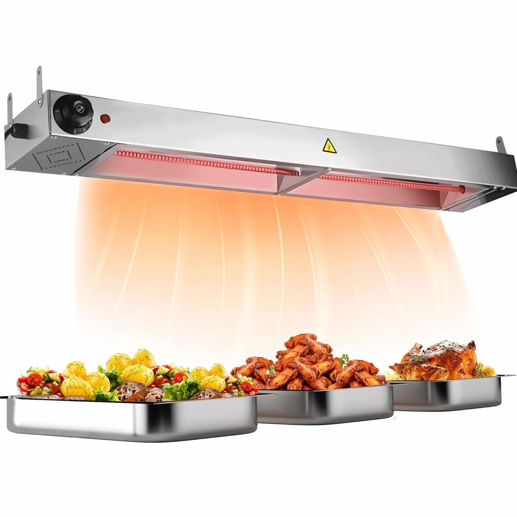 Lámpara de Calor de Alimentos Suspensión, Lamparas de Calor Hosteleria Acero Inoxidable, Lámpara de Aimentos Comerciales para Cocina, Buffets y Hoteles, Temperatura Ajustable (1PC, 120CM)