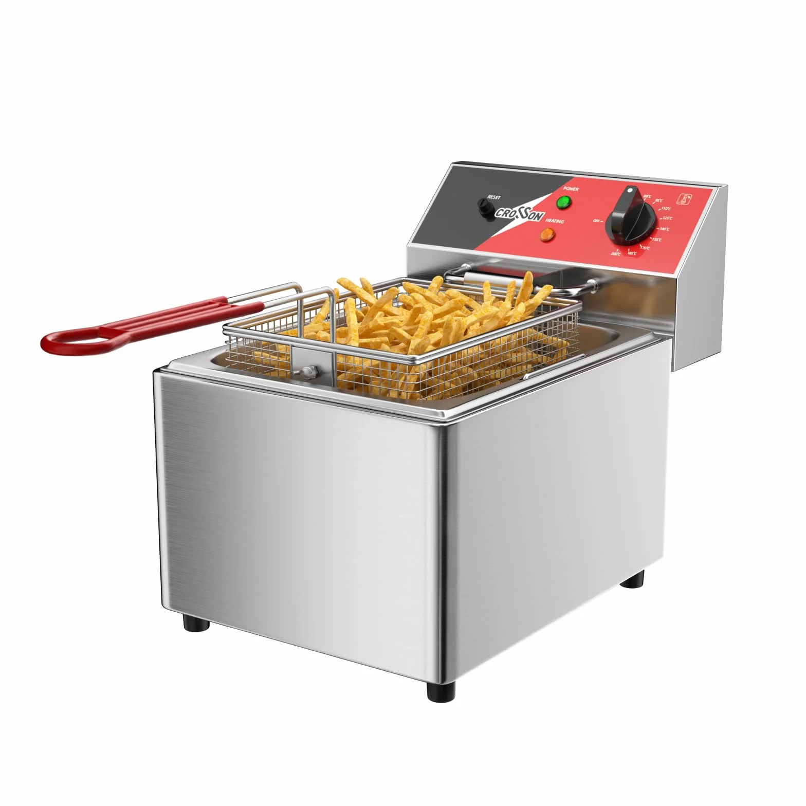 Freidora eléctrica CROSSON 8L 3250W 230V con depósito extraíble y cesta de malla