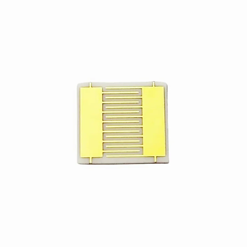 10 electrodos interdigitados de oro - Matrices IDE de cerámica de alúmina de 200 μm for sensores - 5 x 5,4 mm, alta precisión