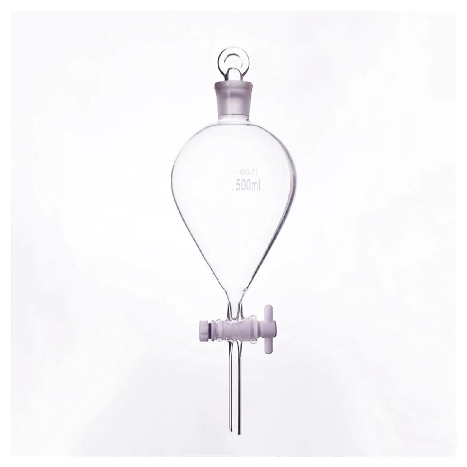 Embudo de decantación esférico con tapón de Vidrio Esmerilado 24/29-125 ml, 500 ml, 1000 ml - Válvula de conmutación de PTFE for Uso en Laboratorio(125mL)