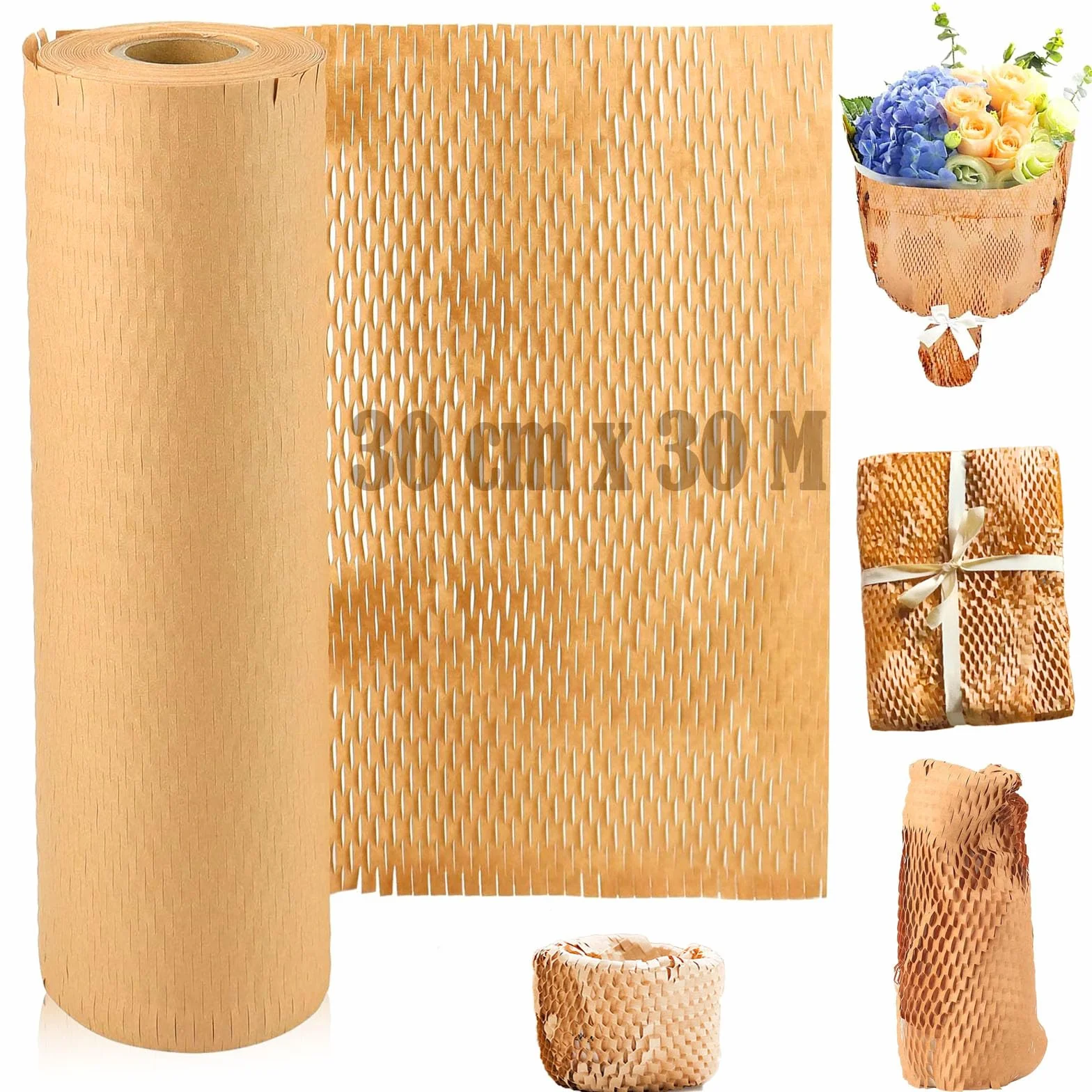 Papel de nido de abeja 30 cm x 30 m, rollo de protección para embalaje de regalos y artículos frágiles