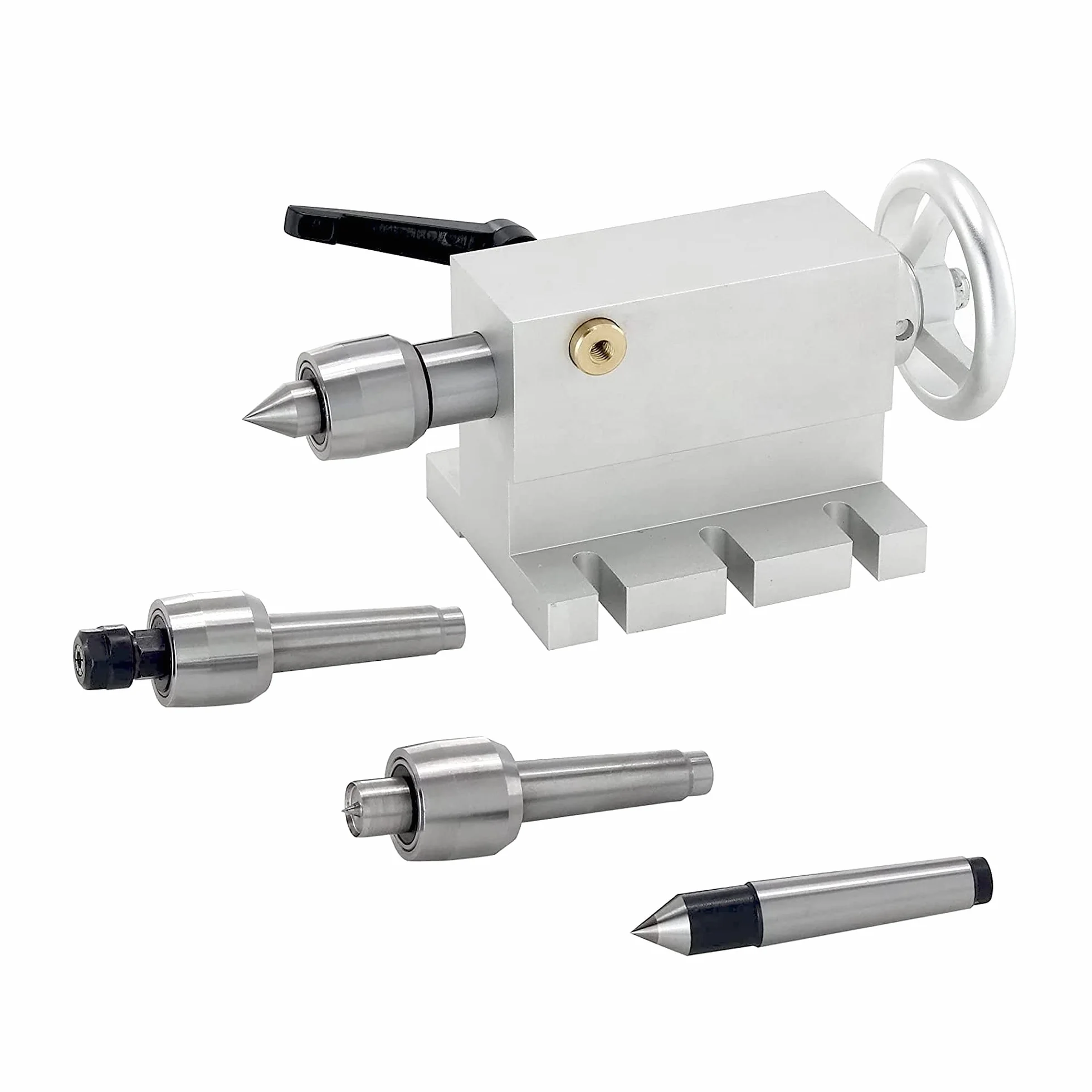 RATTMMOTOR Cono central Morse de 65 mm, 2 piezas de contrapunto móvil MT2, con 4 cabezales intercambiables para ejes giratorios CNC y piezas de torno de metal