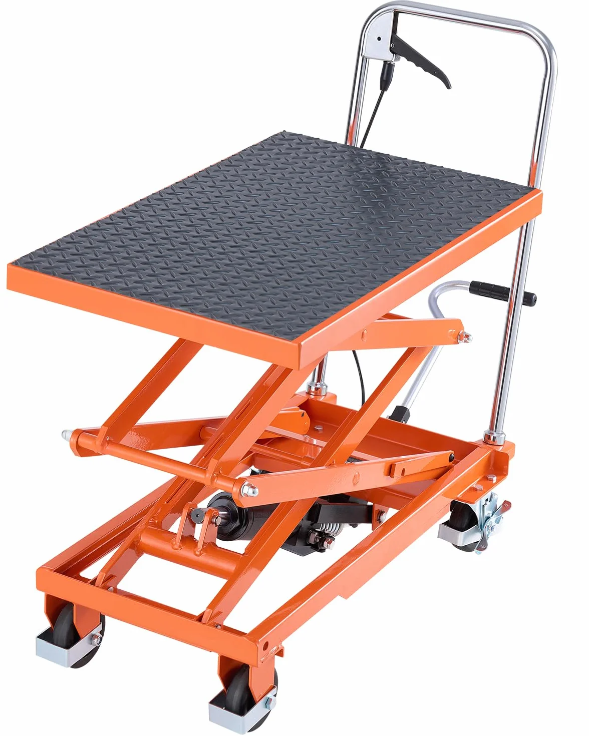 VEVOR Mesa Elevadora Hidráulica, Capacidad de 226,8 kg, Altura de Elevación de 300-1200 mm, Carrito de Mesa Elevadora de Tijera Doble con 4 Ruedas y Almohadilla Antideslizante para Manipulación