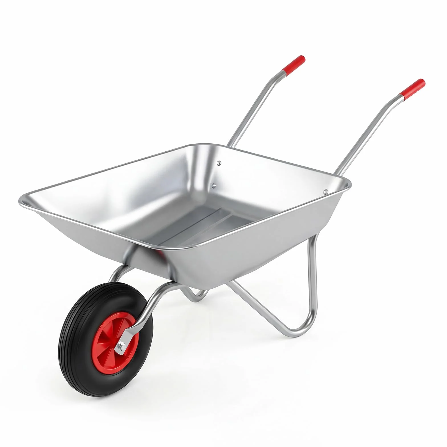 COSTWAY Carretilla de Obra, Galvanizado Metal, Carga 136kg, 62,5 L, Carretilla Jardín con 2 Manillares y Neumático Grande de Goma, Césped Jardín Patio Granja