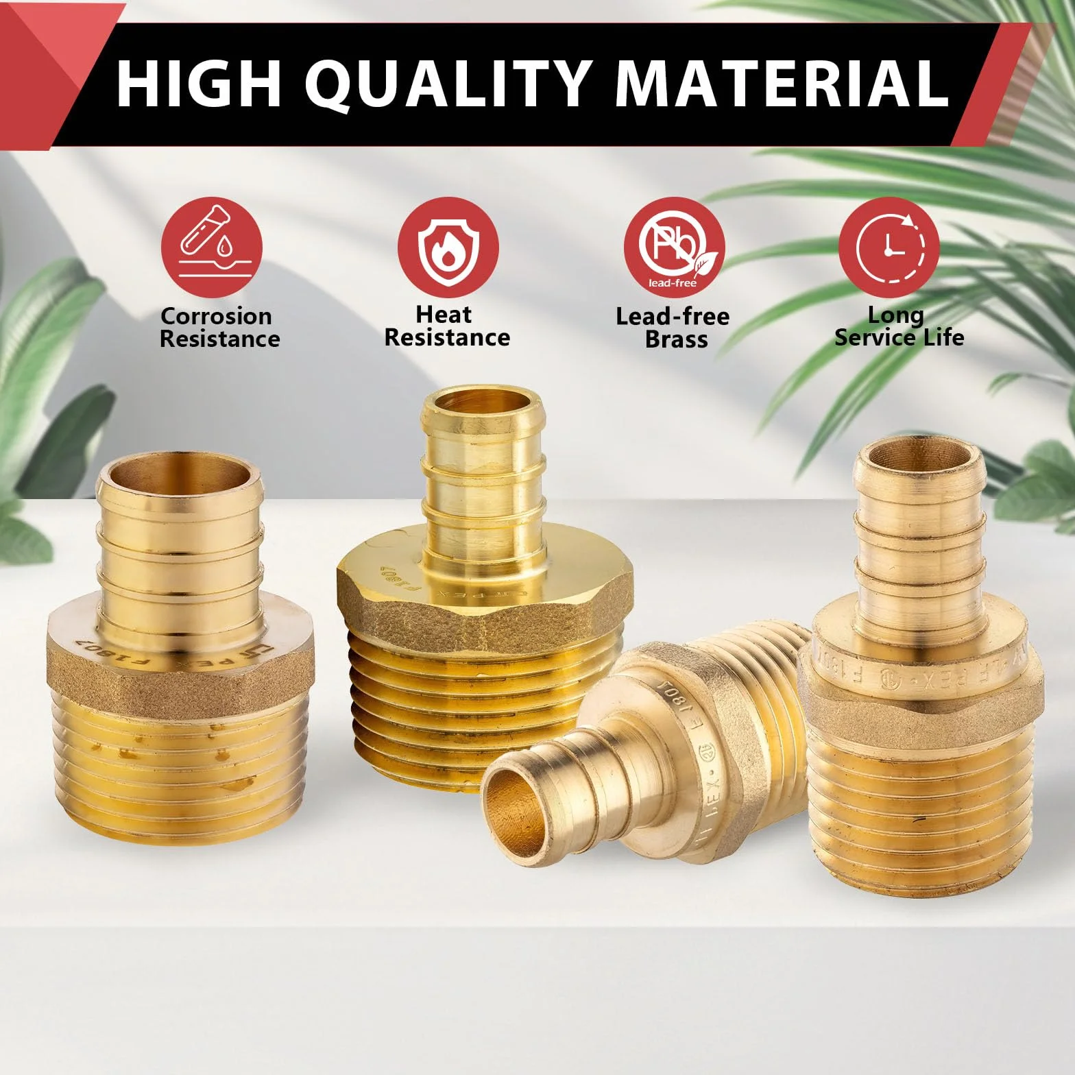 EFIELD PEX - Adaptador macho NPT de 1 pulgada x 1 pulgada (sin plomo), 5 piezas (5 unidades)