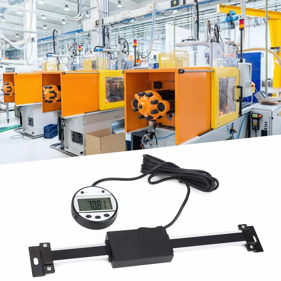 Escala lineal digital de 1000 mm, lectura precisa de aleación de aluminio LCD con herramienta de medición de dispositivo de visualización de rectángulo magnético redondo, para mecanizado(1000MM)