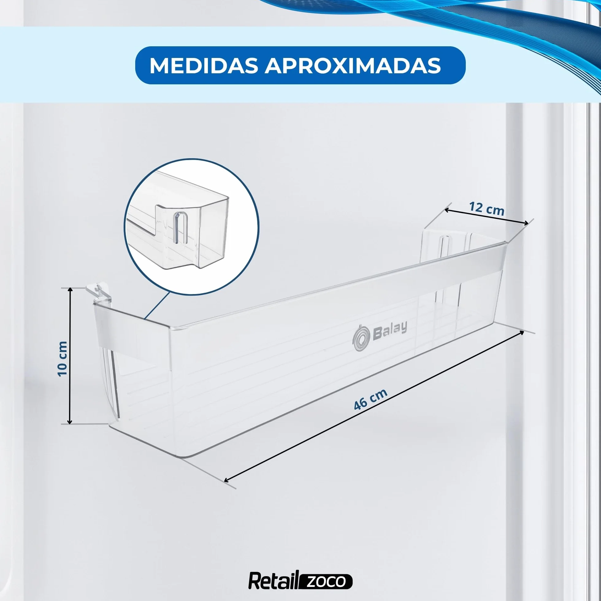 Estante Botellero Frigorífico compatible con Balay, Botellero inferior para nevera 3KF6550MI 3KF6551MI 3KF6626WE 3KF6635WI