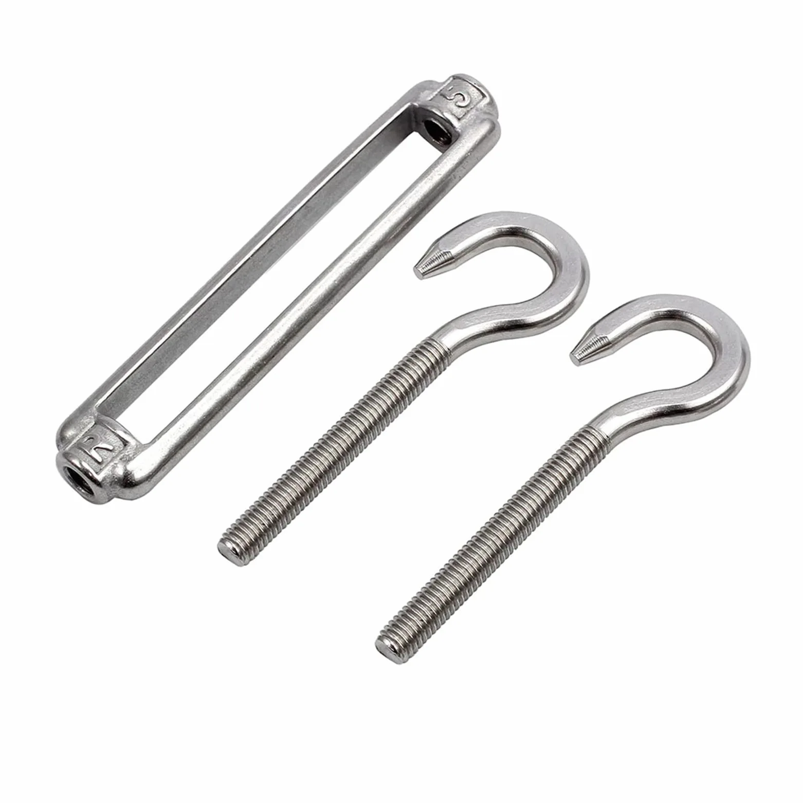 Tensor de cable, 2/5/10 Uds gancho y gancho de acero inoxidable 304 plateado M5/M6/M8 tensor de estilo europeo(M8,10pcs)