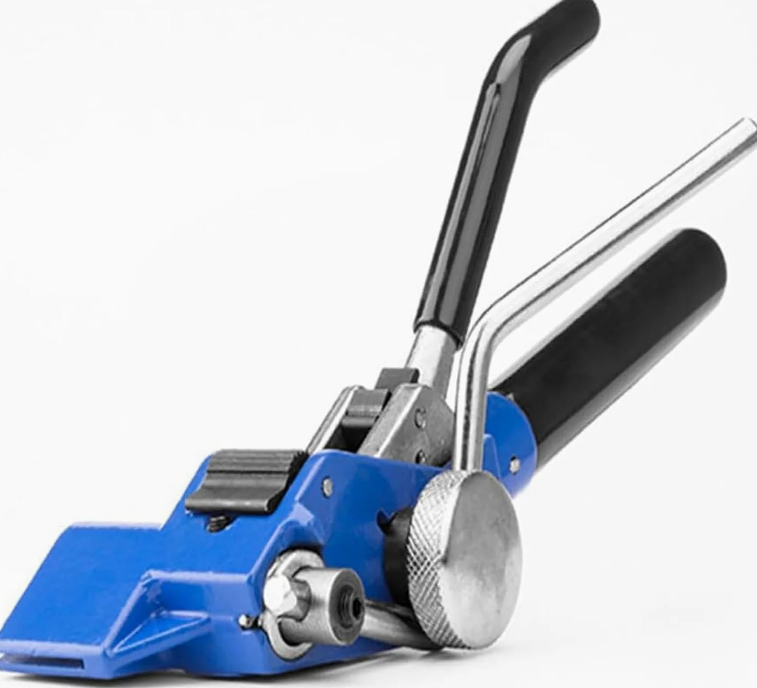 Herramienta de bandas de acero inoxidable con tensor de trinquete y cortador para correas de metal resistentes, ideal para asegurar cables, tuberías y carteles