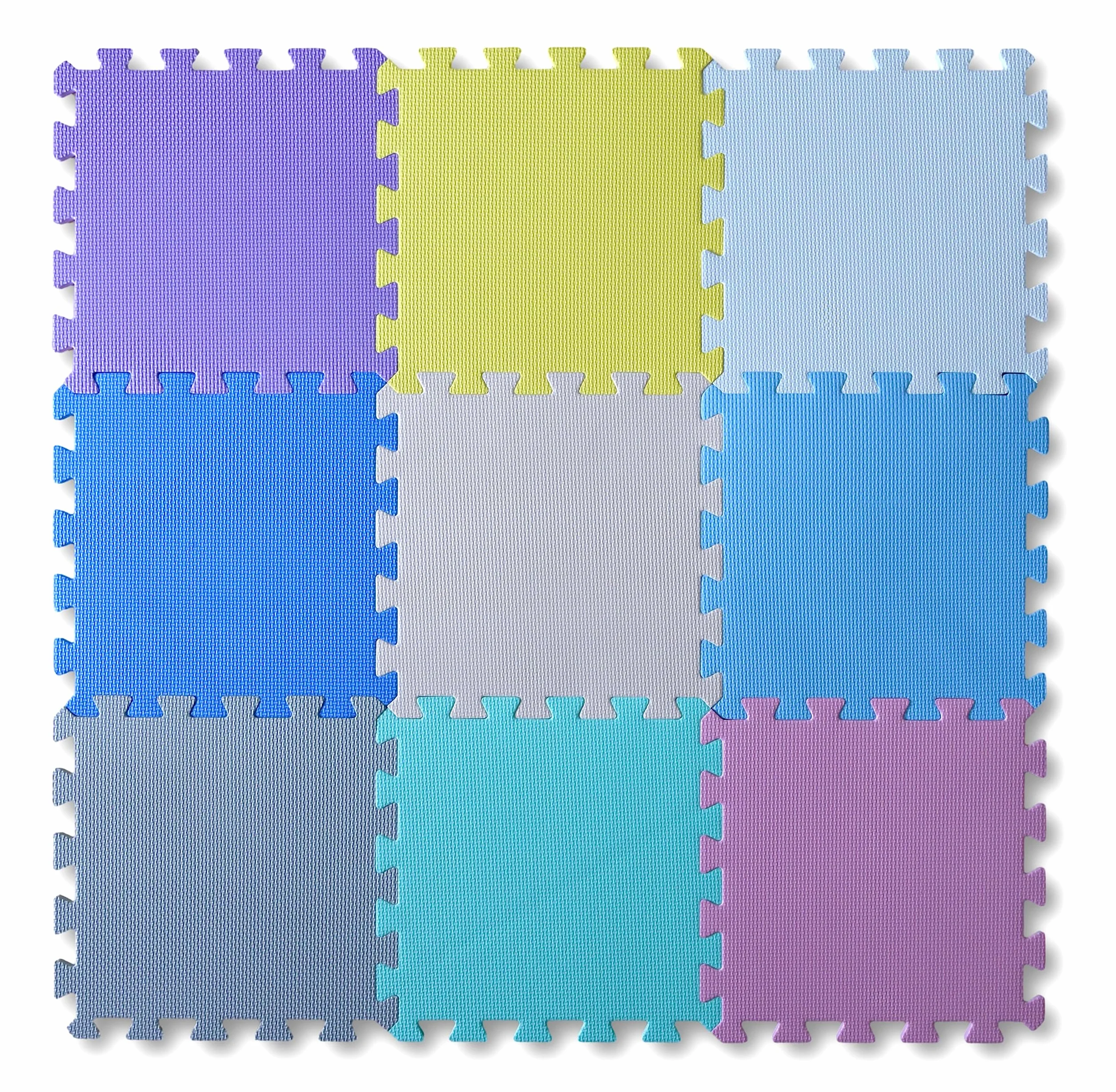 Alfombra Puzzle Goma EVA 1 cm Espesor 9 Piezas Intercambiables Colores Suaves