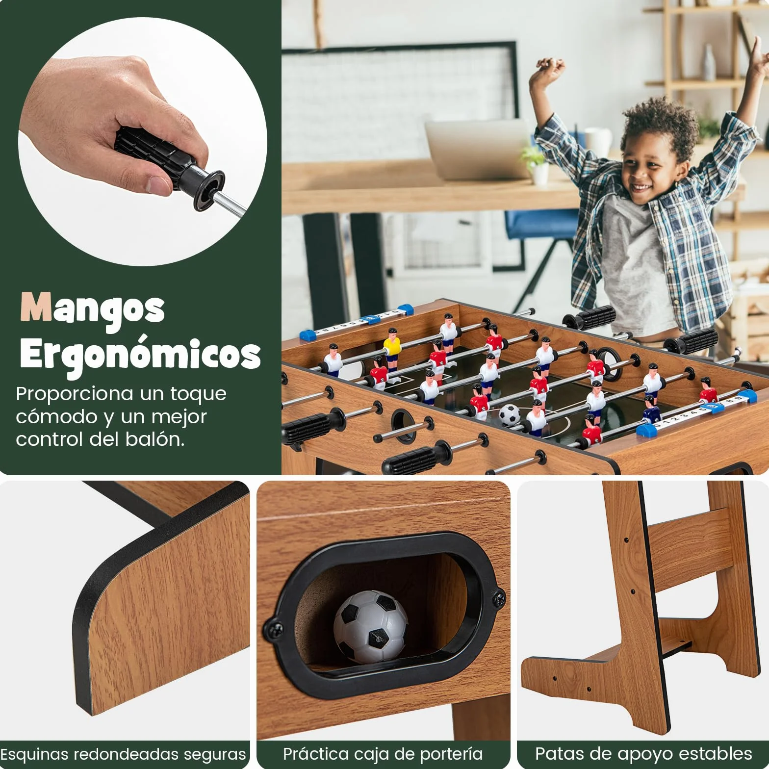 COSTWAY Futbolín de Mesa Plegable con Asas Duraderas, 2 Pelotas y Marcador