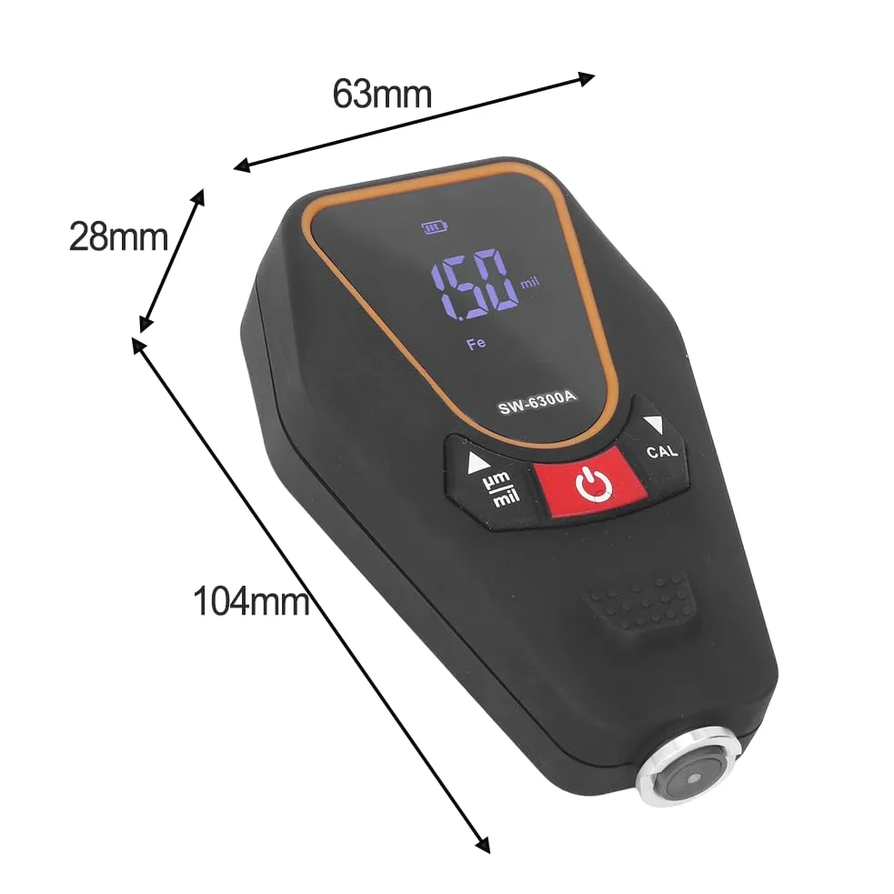 Medidor de espesor de revestimiento digital SW-6300A Inspector de película de pintura magnético y medidor de corriente de Foucault 0-1200um para pruebas de análisis de superficie