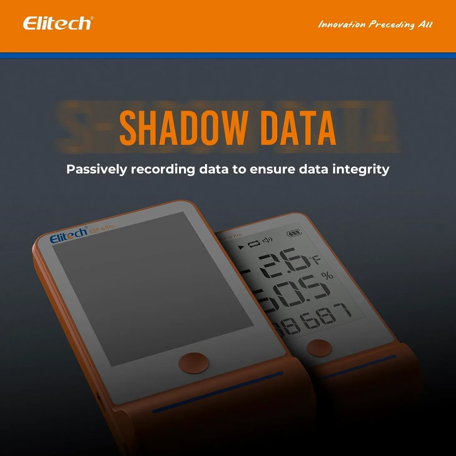 Elitech Registrador de Temperatura Bluetooth con 2 Sondas de Congelamiento con Shadow Data, Informe PDF CSV 100.000 Puntos, Certificado de Calibración para Refrigerador de Farmacia, MAX MIN AVR MKT