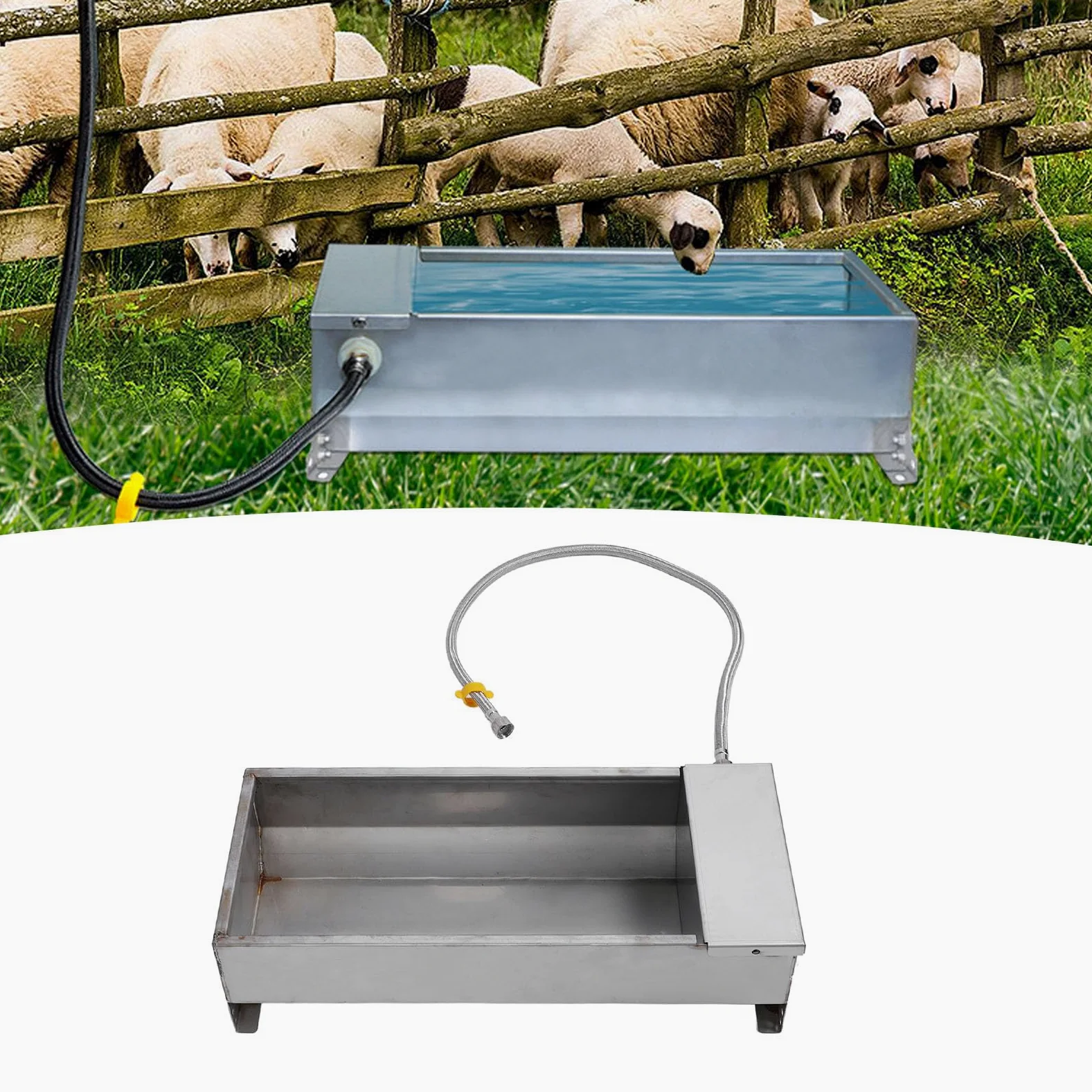 Bebedero Automático para Ganado, Cuenco de Agua Potable para Animales de Acero Inoxidable, Bebedero de Agua Autollenado para Caballos, Cabras, Ovejas, Gran Capacidad