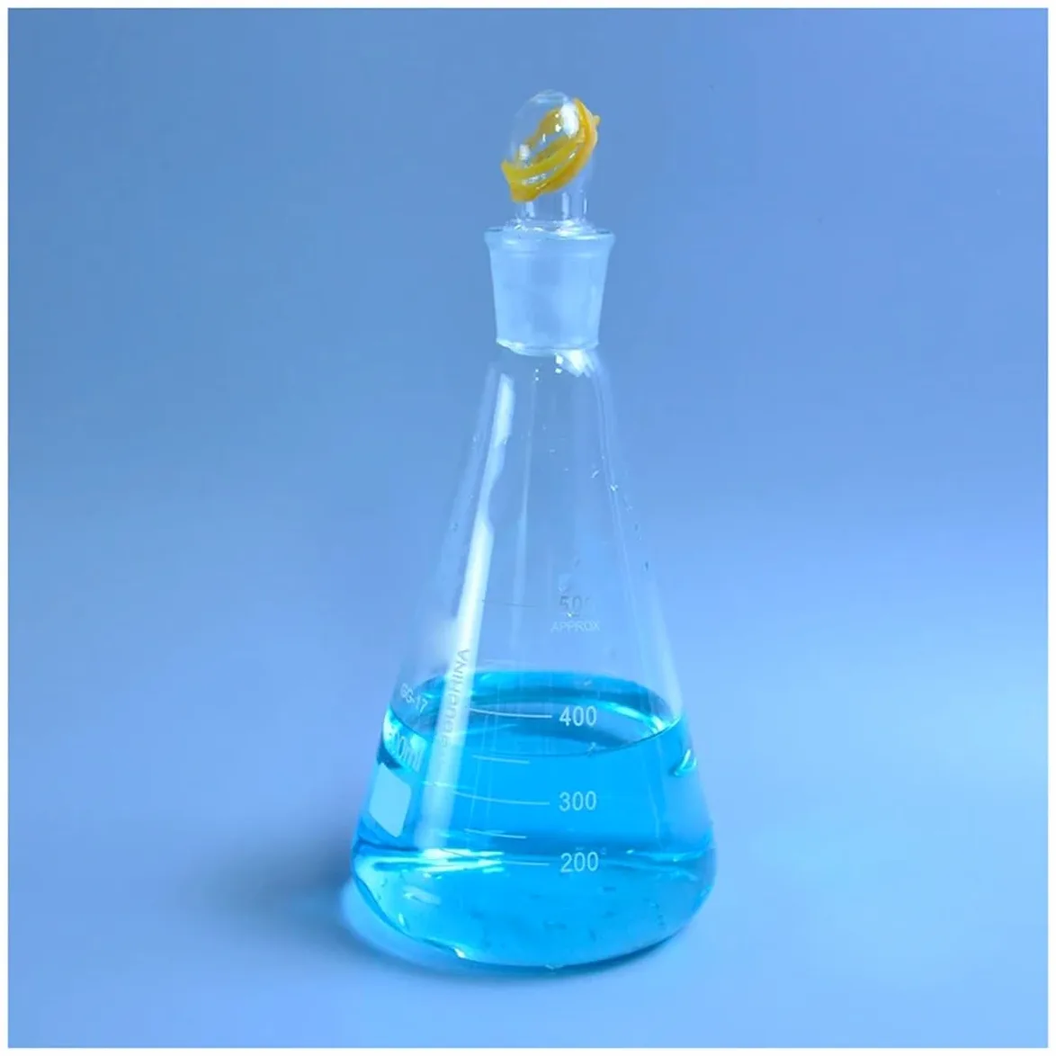 Cristalería de Laboratorio Matraz Erlenmeyer de vidrio de 150-2000 ml con tapa, de vidrio, for laboratorio, triangular, de 3,3 mm.(2000ml)