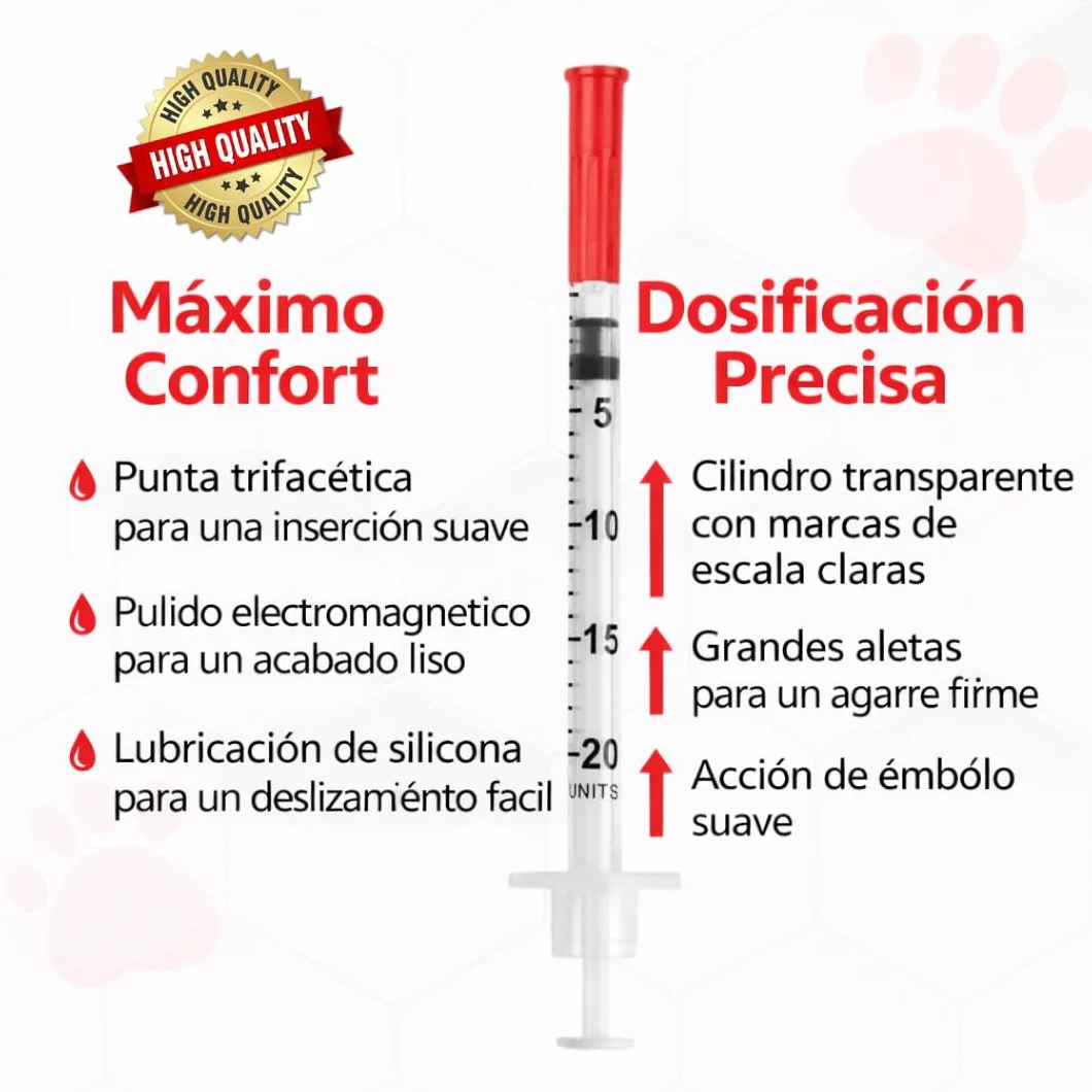 100 tubos de plástico U40 0,5 ml 29 g x 1/2 pulgadas para cuidado de mascotas herramientas de medición y dosificación