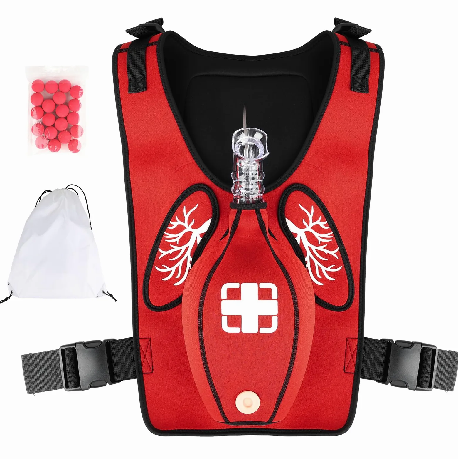 Heimlich - Chaleco de entrenamiento de maniobra para adultos, RCP, simulación de obstrucción de las vías respiratorias, correas de hombro ajustables y cinturón de cintura, entrenador de rescate de