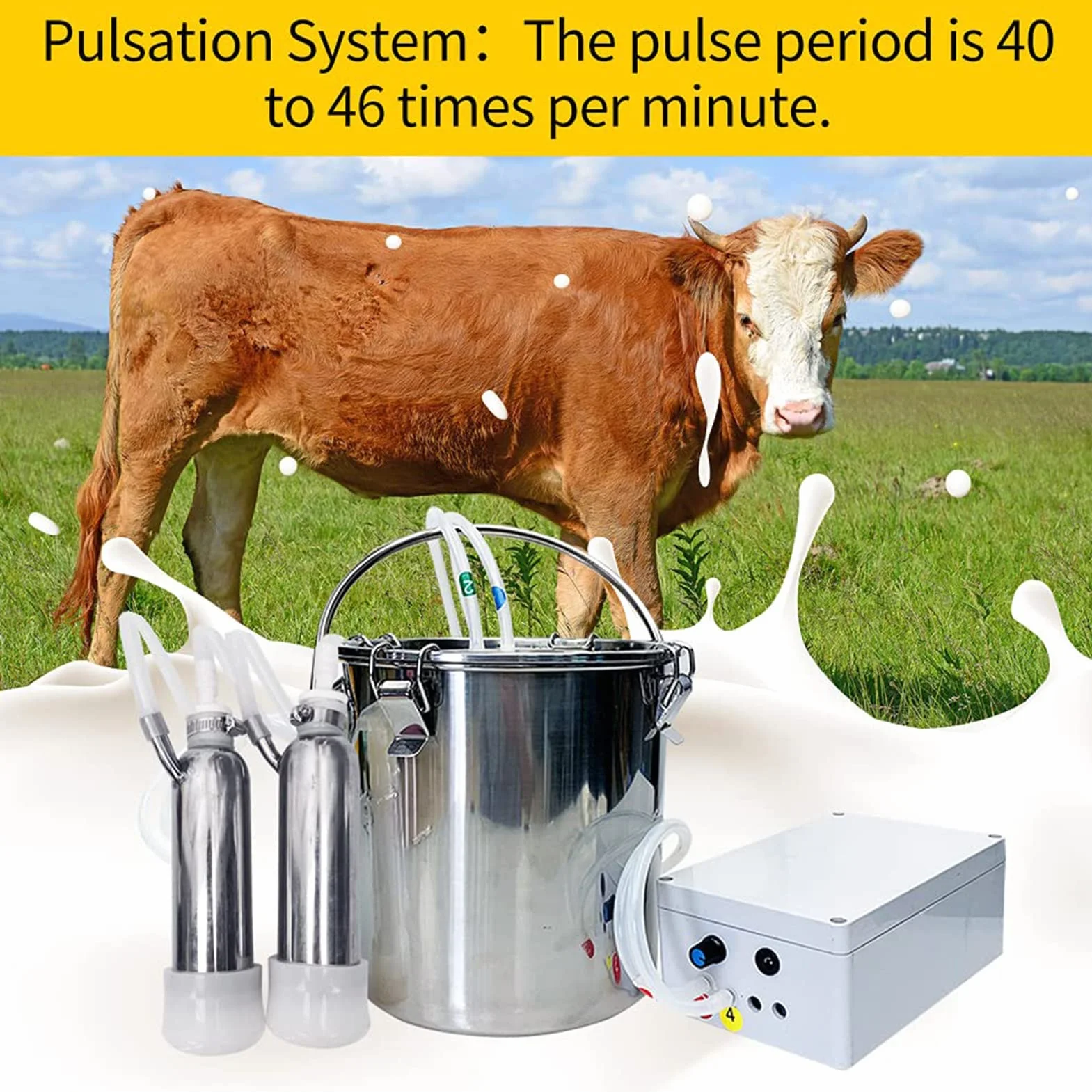 Máquina de Ordeño Eléctrica a Pulsos 3L/5L/10L, Ordeñadora Portátil para Cabras y Vacas, Ordeñadora Recargable, Máquina de Ordeño Automática, Equipo de Ordeño para Pequeñas Granjas,Sheep,5L
