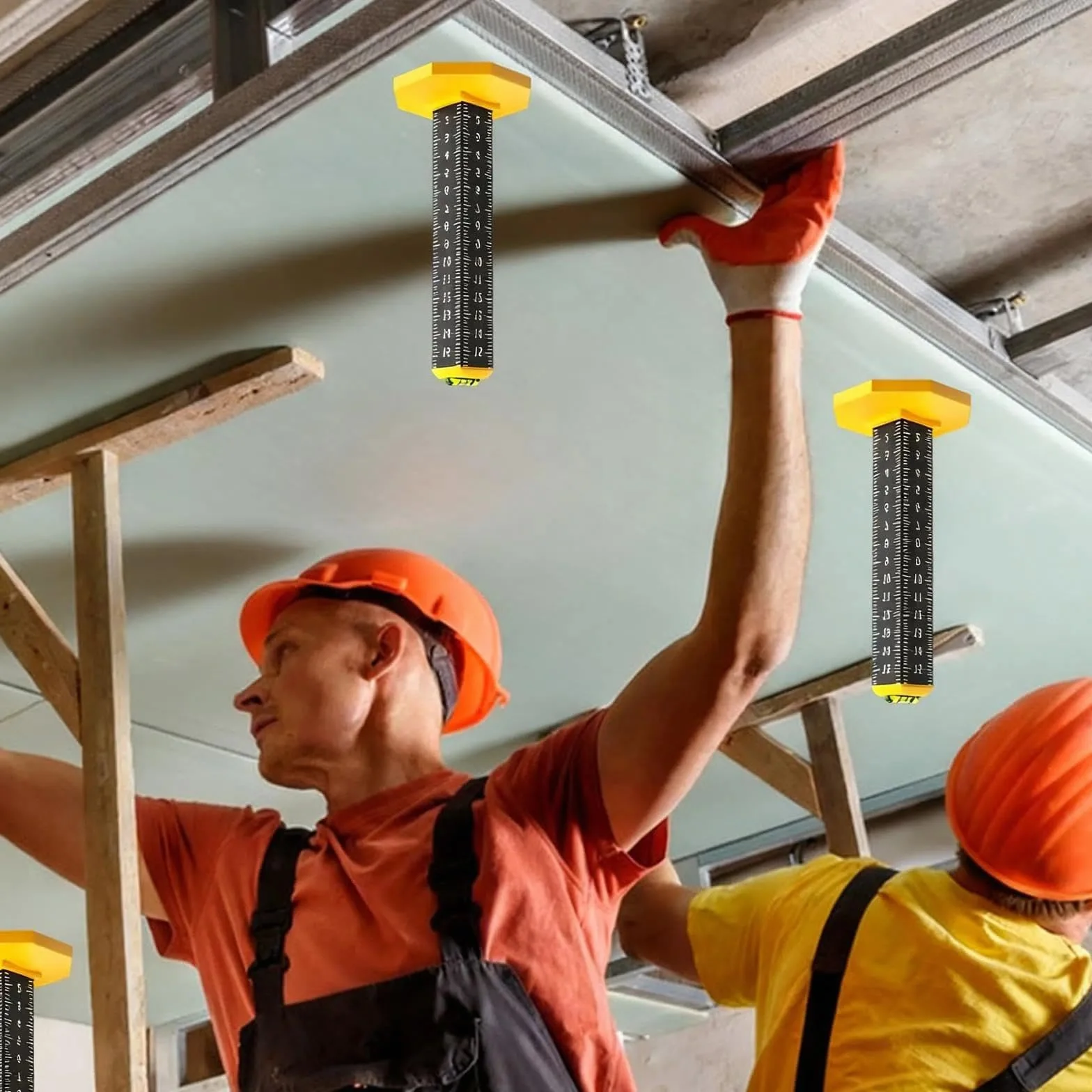 Regla de altura de construcción con base magnética, escala de cuatro lados, medición de precisión para nivelar suelos