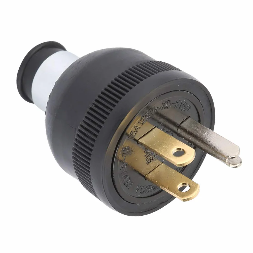 Enchufe de Hoja Recta NEMA 5-15P 15A 125V 2 polos Enchufe de Alimentación de EE. UU. Conector Macho 50-60 (HZ)