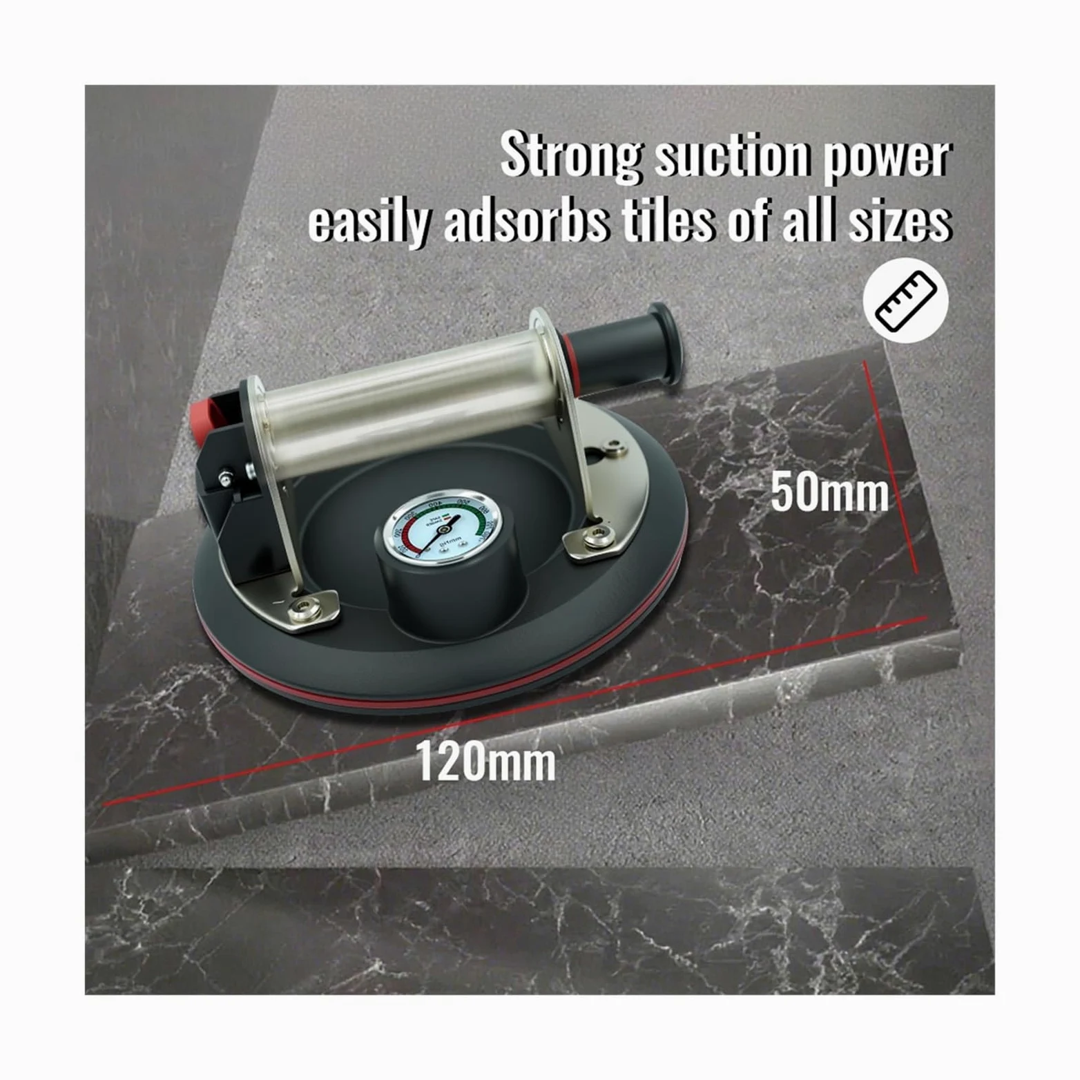 Ventosas de vidrio, La Ventosa De Vacío Con Mango Metal Acero Inoxidable Y Capacidad Carga 250 Kg Se Utiliza For Mover S, Baldosas para azulejos, parabrisas, ventanas(With box)