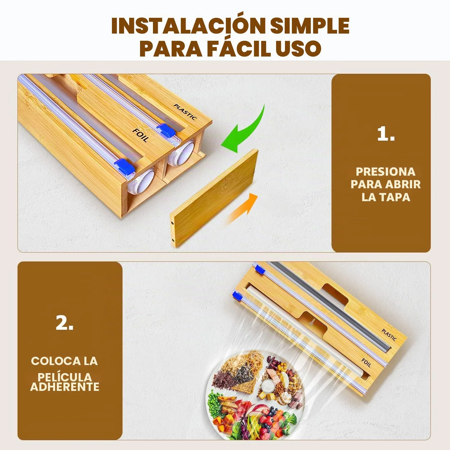 Dispensador de láminas de Papel Film y Aluminio 2 en 1 para cocina y restaurante