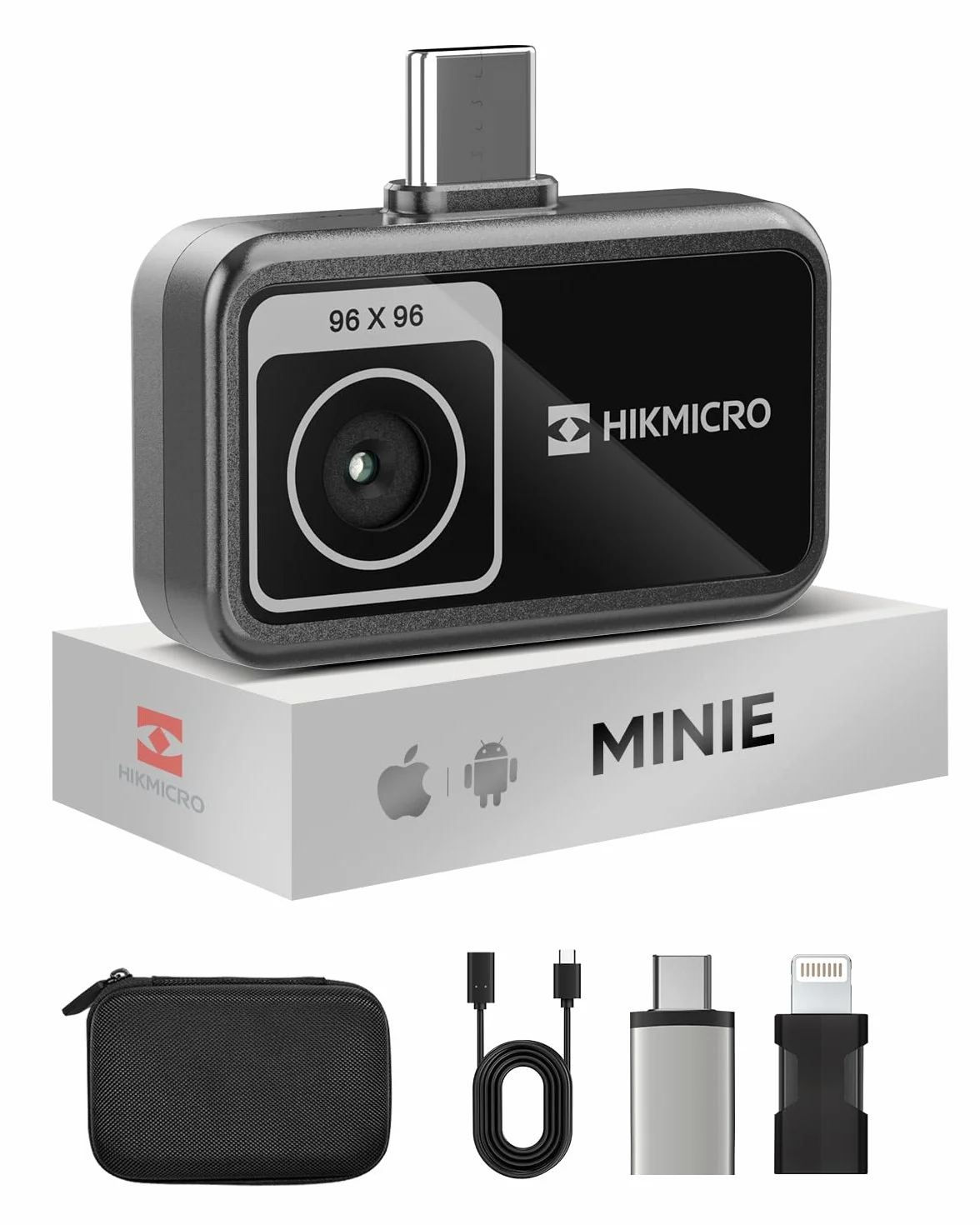 Cámara térmica HIKMICRO MiniE - iOS/Android, Mejora de imagen SuperIR, 25Hz, para móvil/tableta, USB-C/Lightning (compatible con iPhone 15/16)