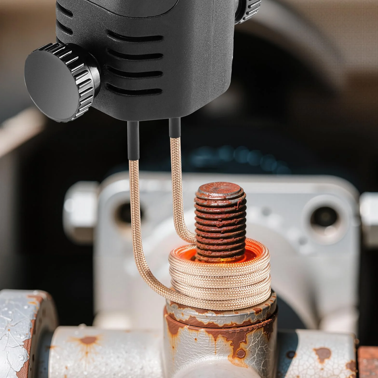 VEVOR Calentador de Inducción para Extracción de Tornillos, 1100 W, Calentador para Extracción de Tornillos Oxidados, Herramientas de Reparación de Taller con 3 Bobinas, 385 x 72 x 74 mm, Negro