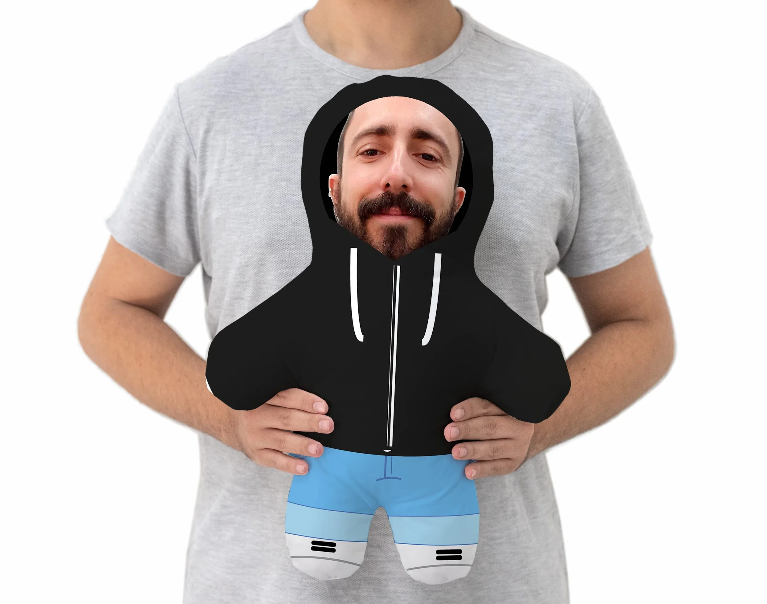 Personalizowany Cojín z Twarzą i Bluza Kolor do Wyboru Prezent Oryginalny dla Dzieci i Dorosłych (Czarny)