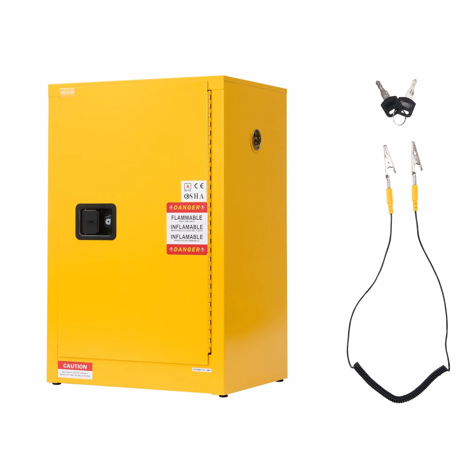 VEVOR Gabinete para Materiales Inflamables, Gabinete Ignífugo 59 x 46 x 90 cm de 49,21 L de Acero Laminado en Frío y Galvanizado con Estante Ajustable para Uso Comercial/Doméstico, Amarillo