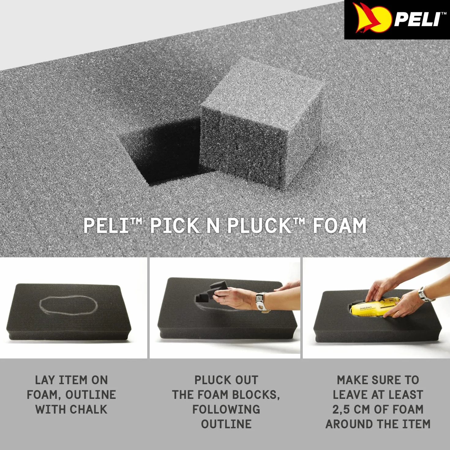 Peli 1615AirFS Set de Espumas de Repuesto, Accesorio Original para Maletas Air, Compatible Con: Air 1615, Color: Negro