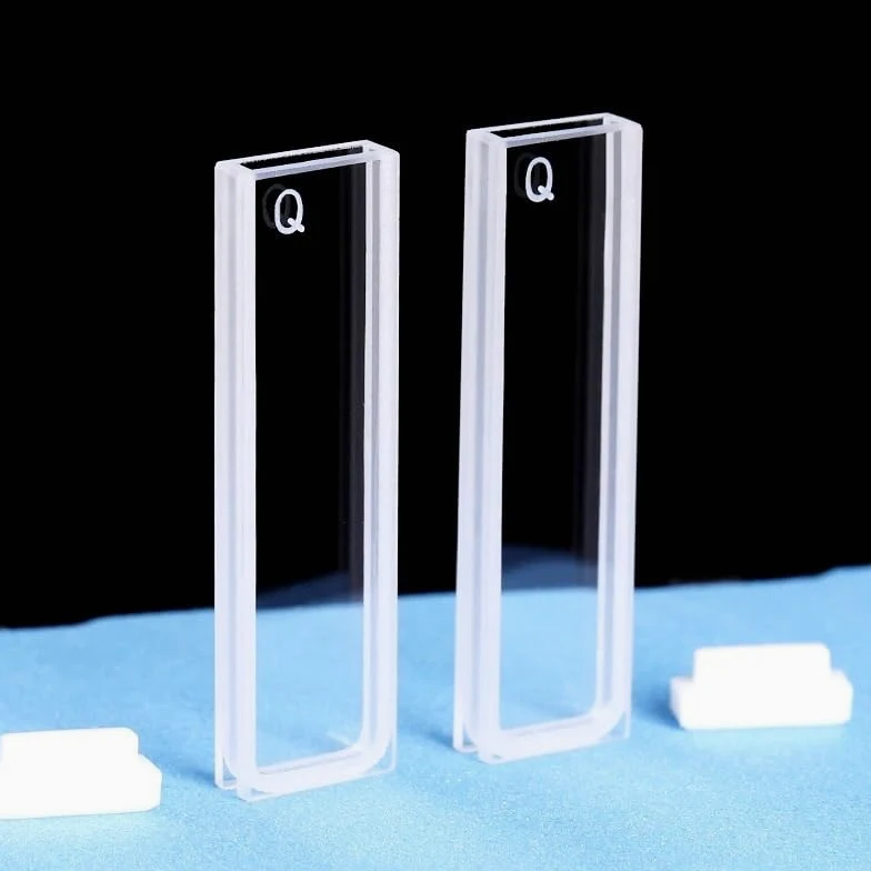 2 cubetas de cuarzo con tapa, longitud de trayectoria de 2 mm, JGS1 for espectrofotómetro de laboratorio.(Frit sintering)