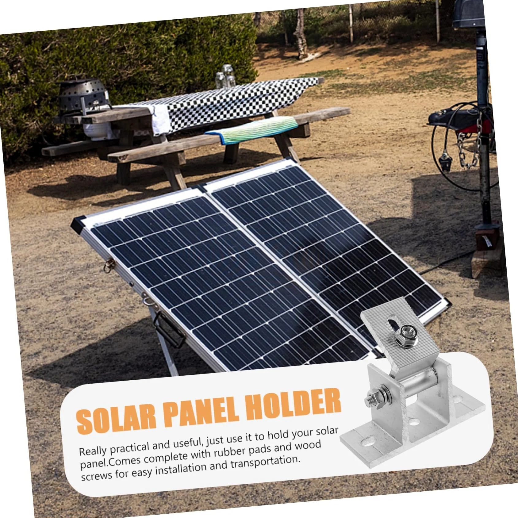 Sewroro Soporte para Panel Solar 4 Piezas Almohadillas de Goma de Aleación de Aluminio Ajustable Estructura Estable y Tornillos para Montaje en Exteriores