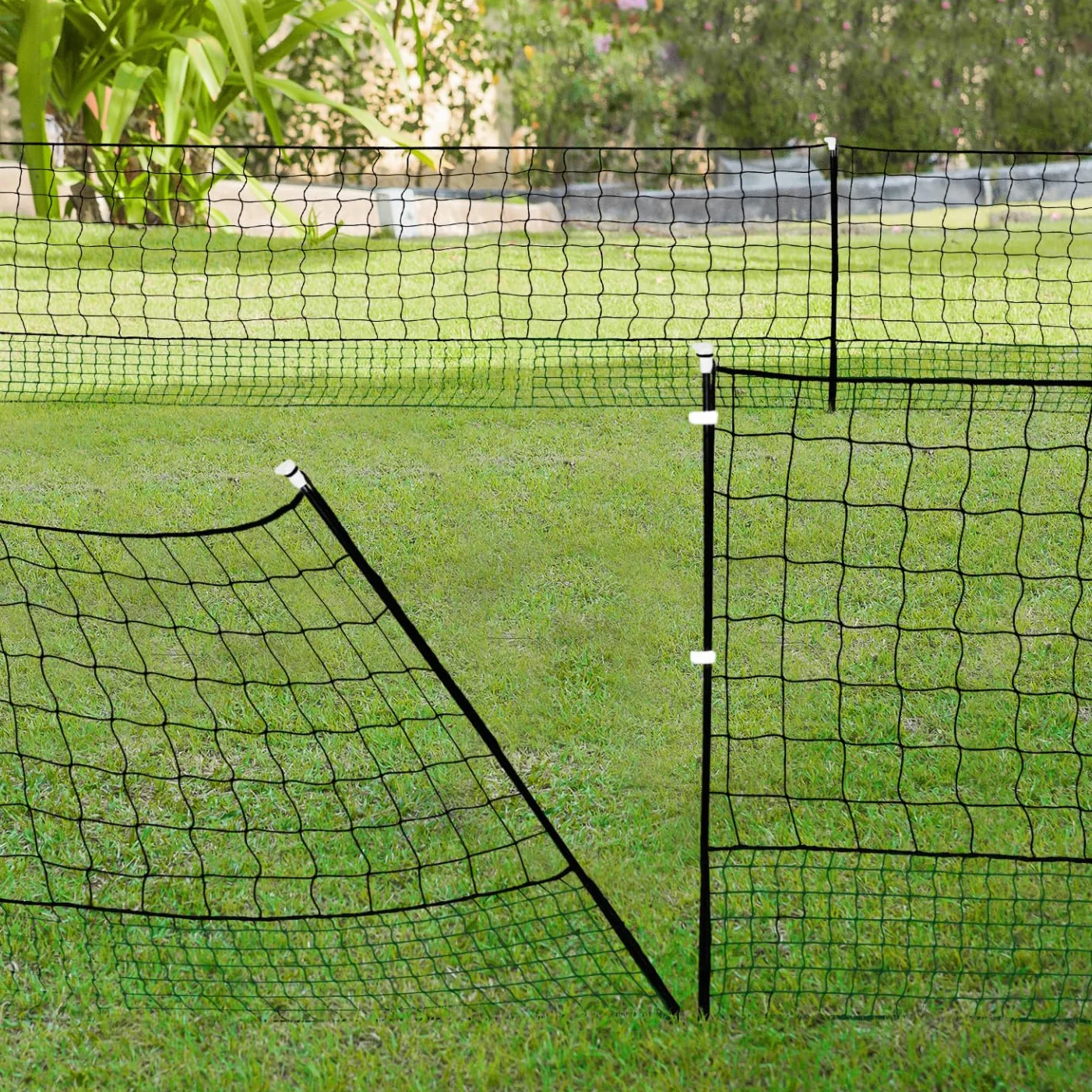 IDMarket – Kit de valla de red de gallinas 50 m con puerta 15 estacas doble punta