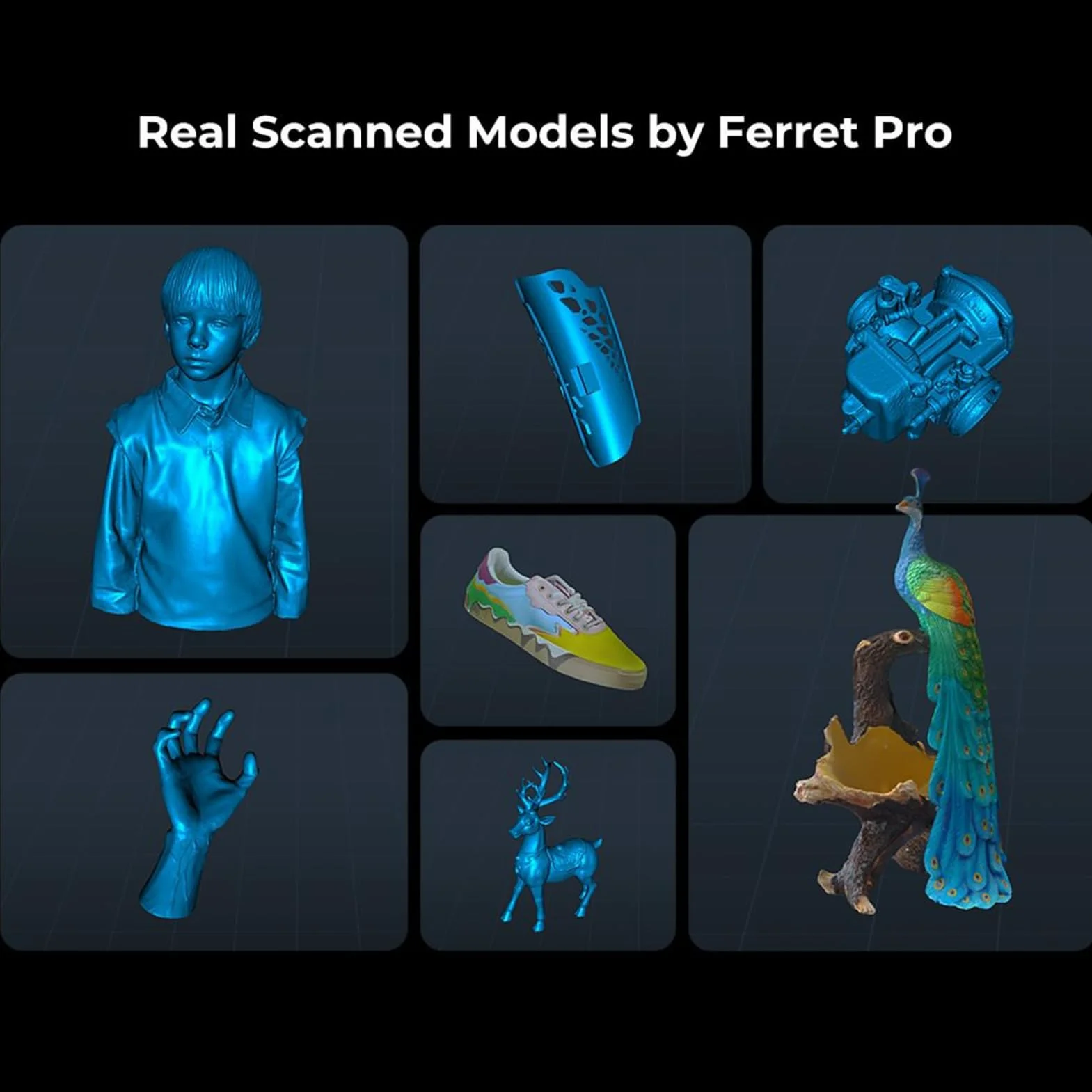 Creality CR-Scan Ferret Pro - Escáner 3D para impresora 3D, escaneo manual de modelo 3D, pista antivibración, escaneo Wifi6, precisión de 0,1 mm, 24 bits a todo color para teléfono Android iOS, PC