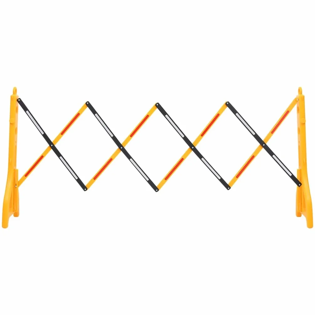 vidaXL Barrera de Tráfico Plegable Seguridad Carretera Valla Telescópica Rayas Reflectantes Barricada Portátil Expansible Amarillo y Negro 250x38x96cm