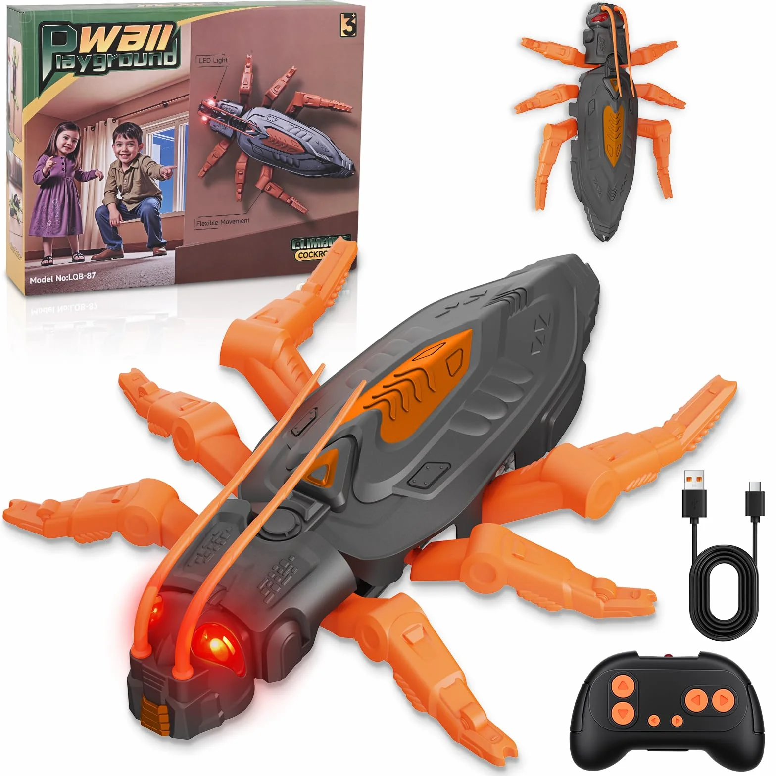 Wall Crawler Kakerlaken Robot Control Remoto Recargable con Ojos LED, Juguetes Niños 4 Años