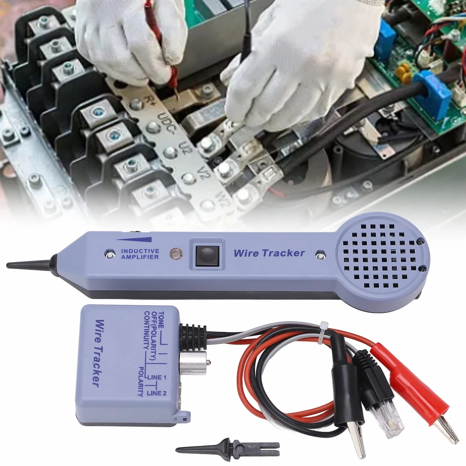 Kit de Probador de Rastreo de Cables de Red de Alta Precisión Amplificador de Inducción Ajustable de Audio Detector de Tóner de Cables para Reparación de Cables y Alambres