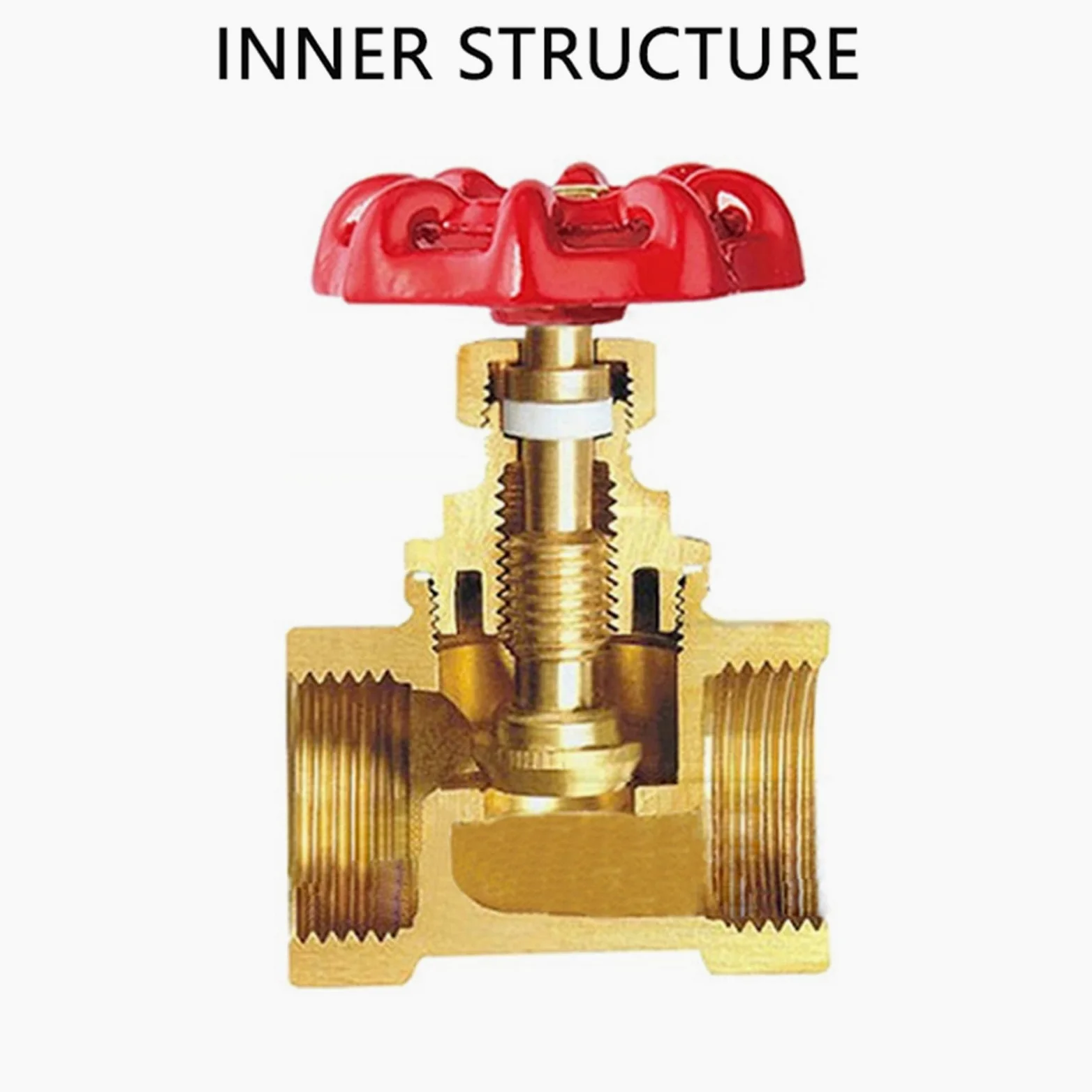 Válvula de compuerta latón Dos vías 1/2", 3/4", 1", 1 1/4", 2" con Interruptor válvula Agua, Rosca Interna, manija Tipo Flor Ciruelo(DN25)