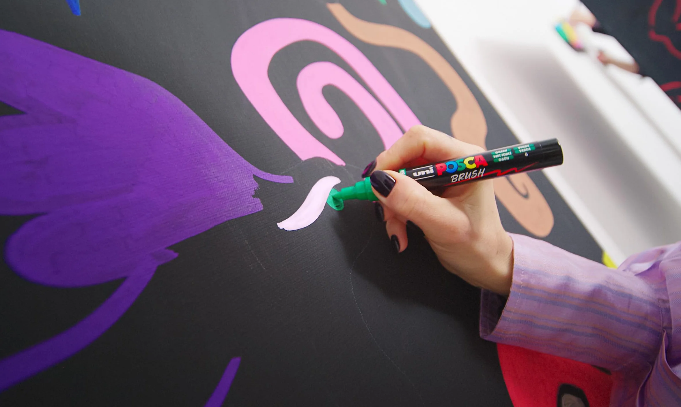 POSCA Set de rotuladores Brush Pen PC-5BR, 16 rotuladores acrílicos con punta de pincel