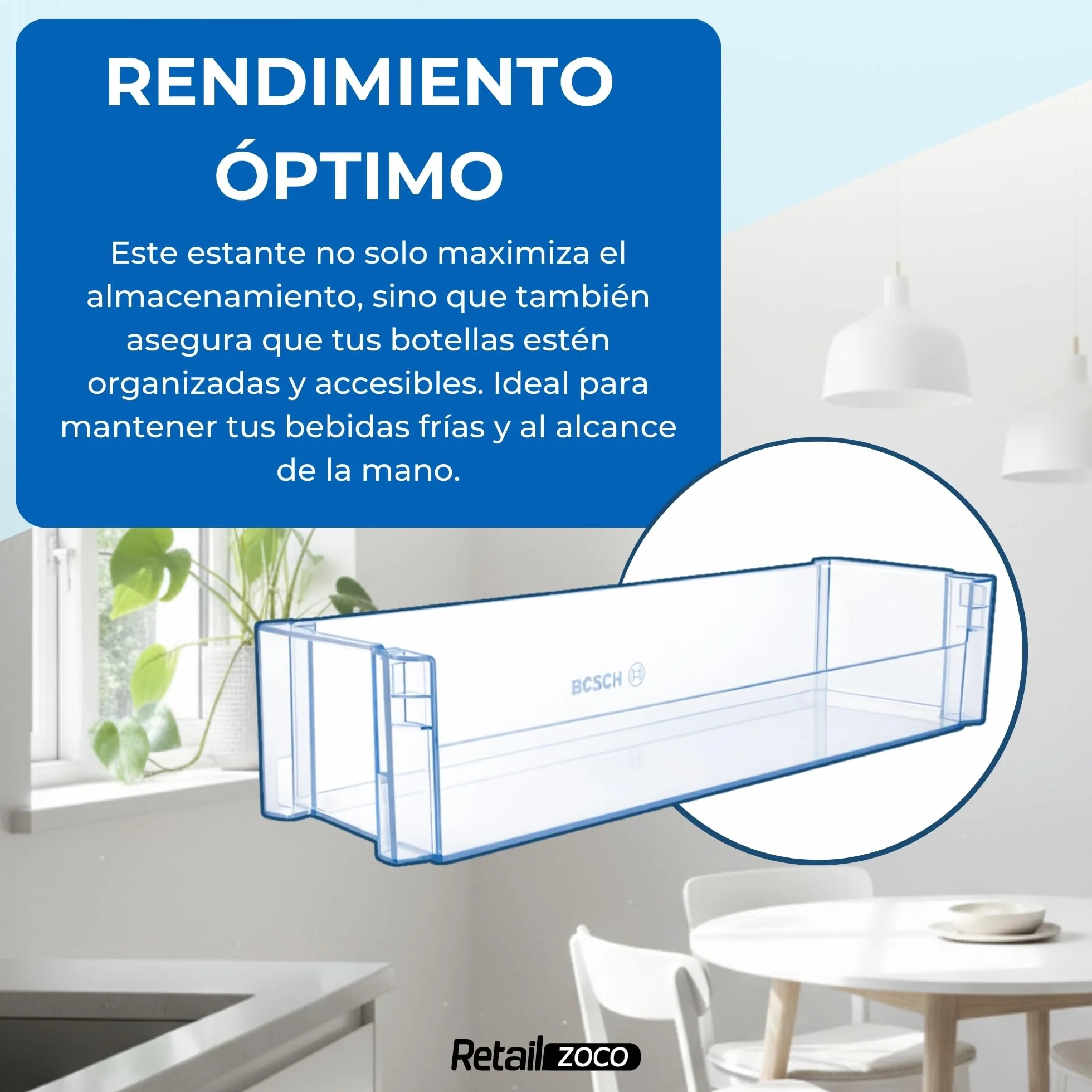 Estante Botellero Frigorífico compatible con Bosch, 442 x 124,9 x 100 mm