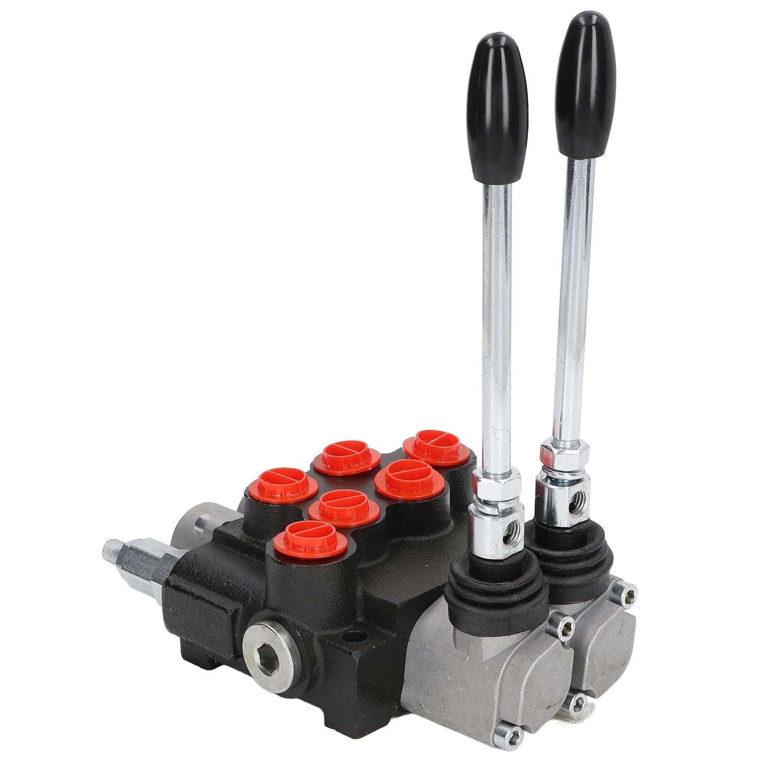 Jeffergarden Control Direccional de Válvula Hidráulica, Hierro Fundido, Válvula de Control de Doble Efecto de 2 Carretes P40-2OT para Cargadores de Tractores Pequeños