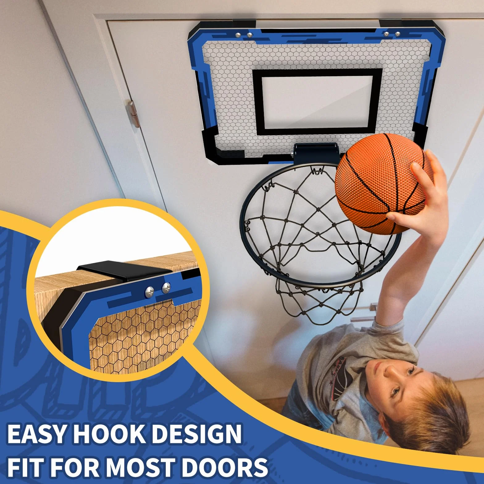 QDRAGON Mini Canasta Baloncesto Interior con 3 Pelotas para Niños y Adultos