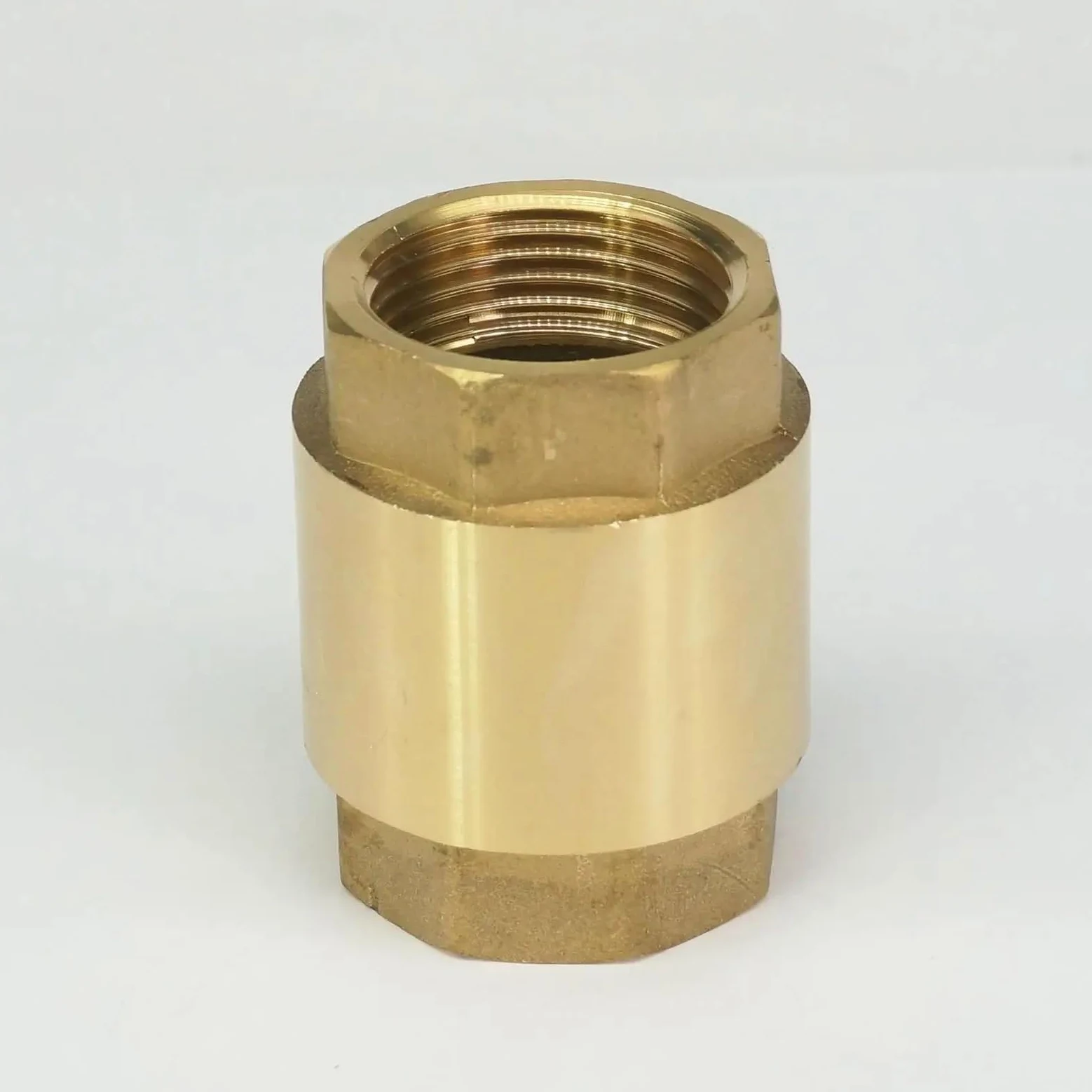 Válvula de retención unidireccional de resorte en línea hexagonal de latón-válvula antirretorno BSP de 1/2" a 2" for fontanería, 1 unidad(1-1/2")
