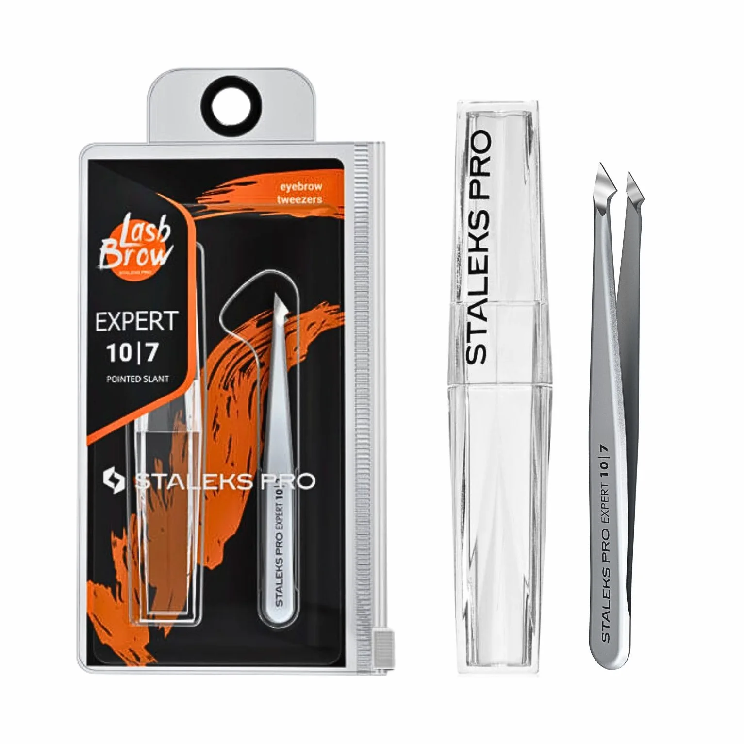 STALEKS PRO Pinza para cejas 2 en 1 acero inoxidable Expert 10/7
